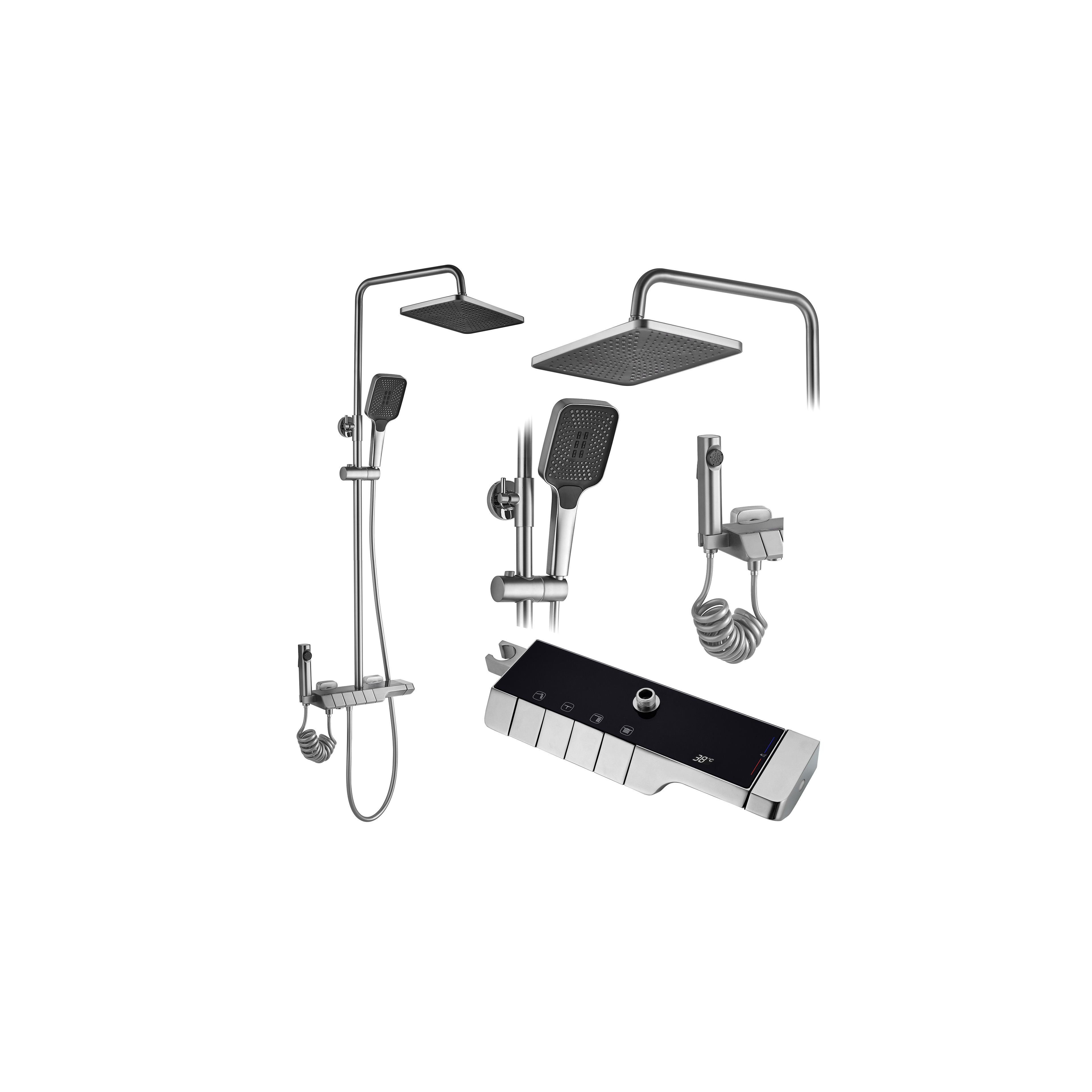 Sprchový set s termostatem REA ROB Nickiel Brush INOX