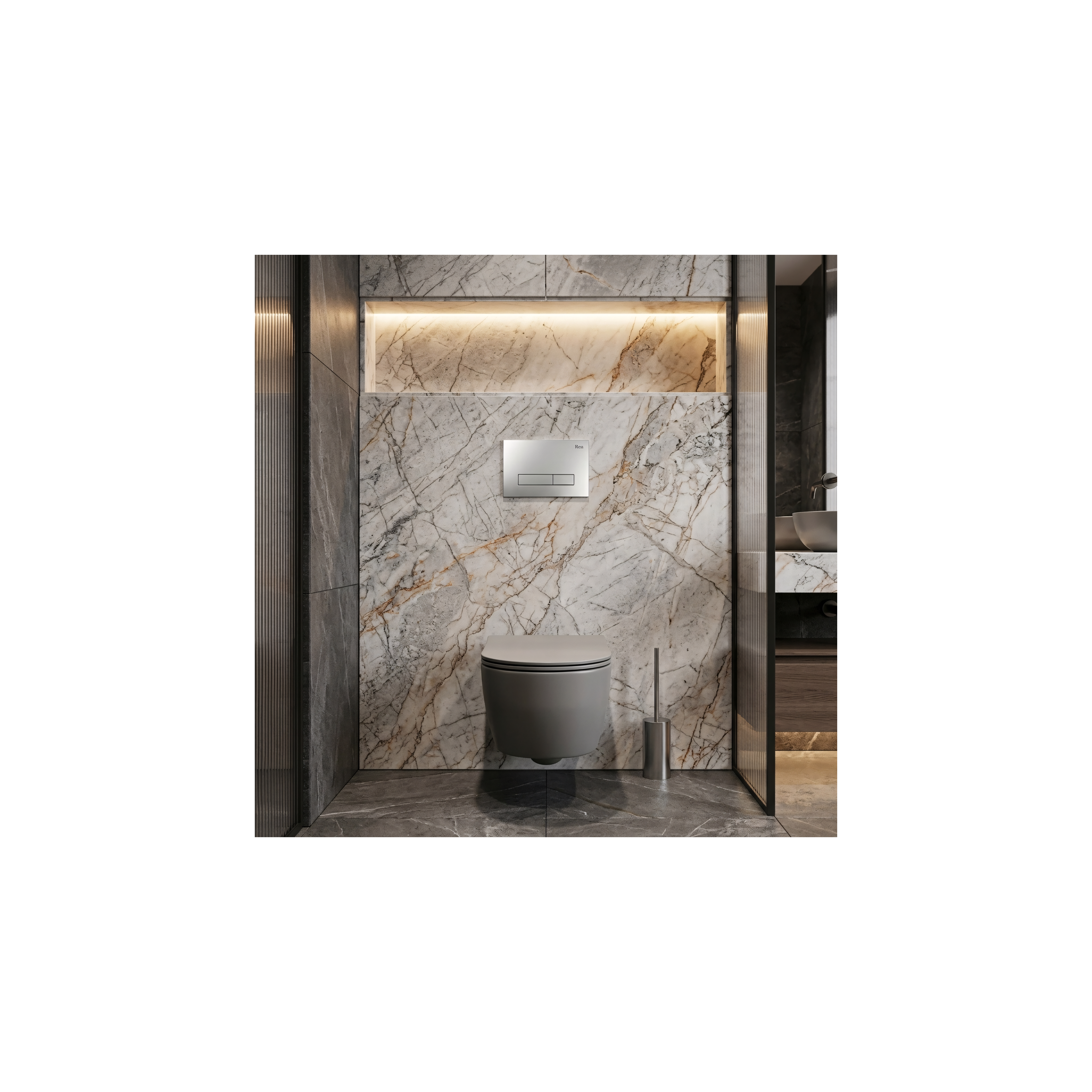 Montagerahmen Unterputz-Set Slim 024N für WC-Becken mit HD-Taste Satin