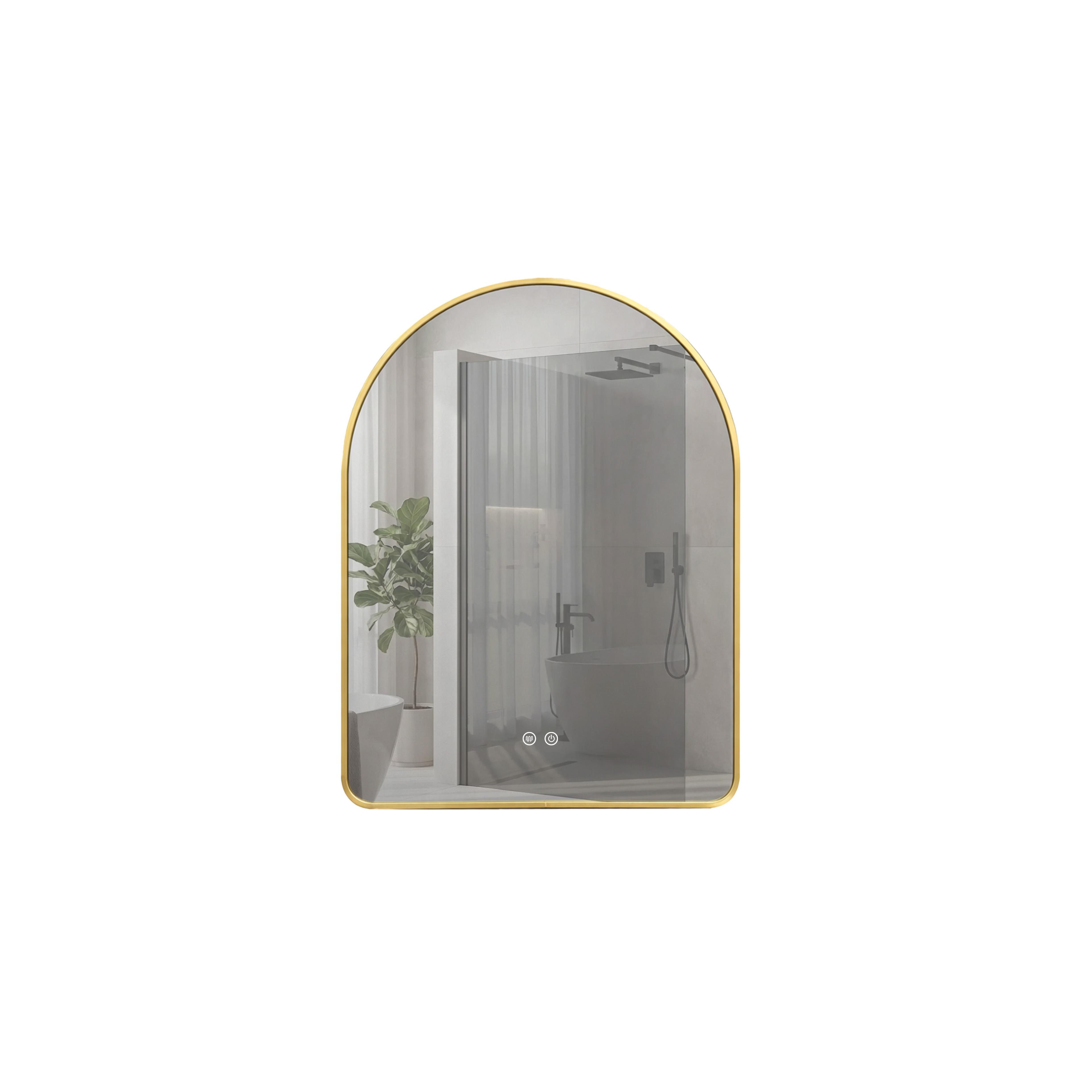 Stensko ogledalo LED 80x60cm CAMLOT Brush Gold