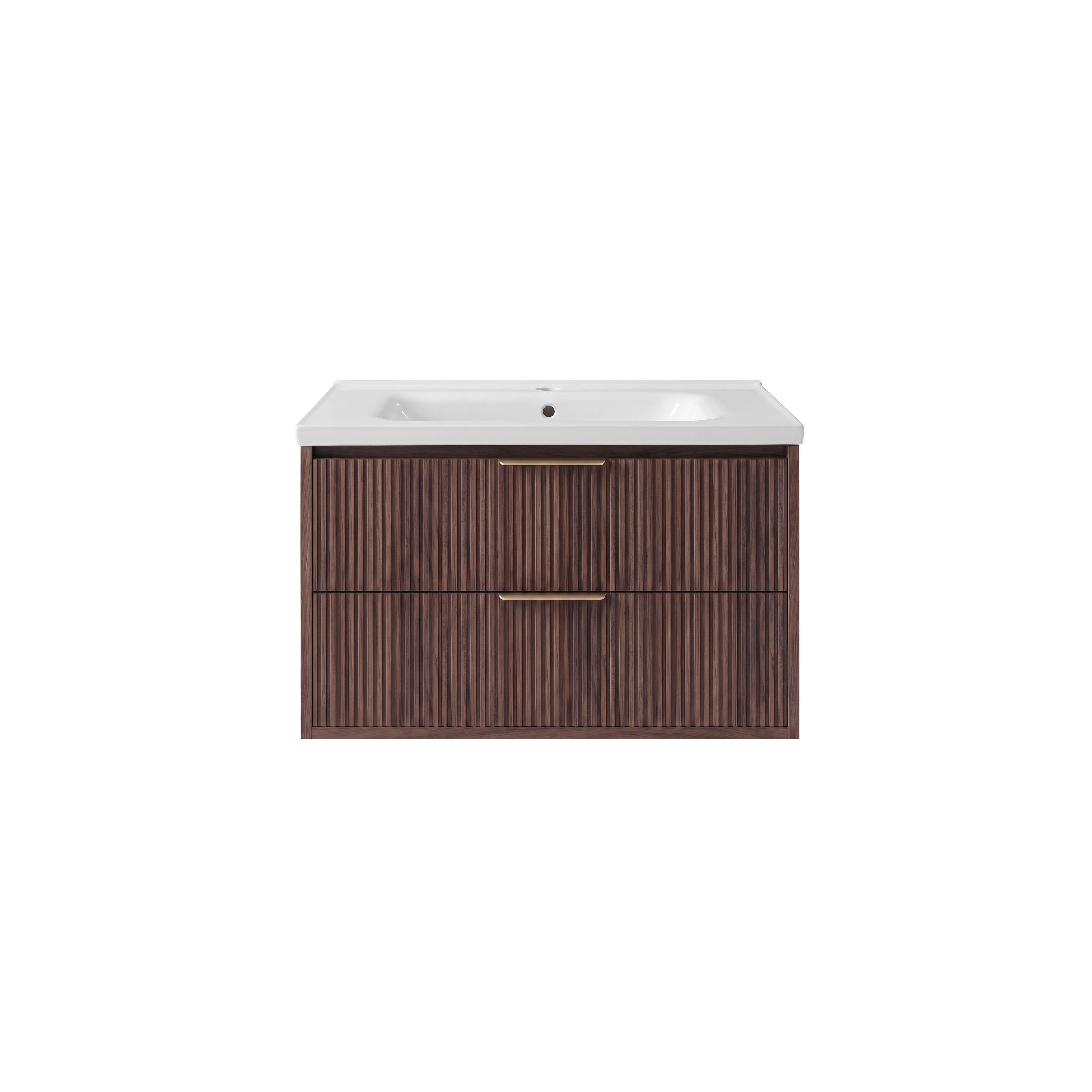 Szafka łazienkowa z umywalką Rea Sherry 80cm Brown Walnut