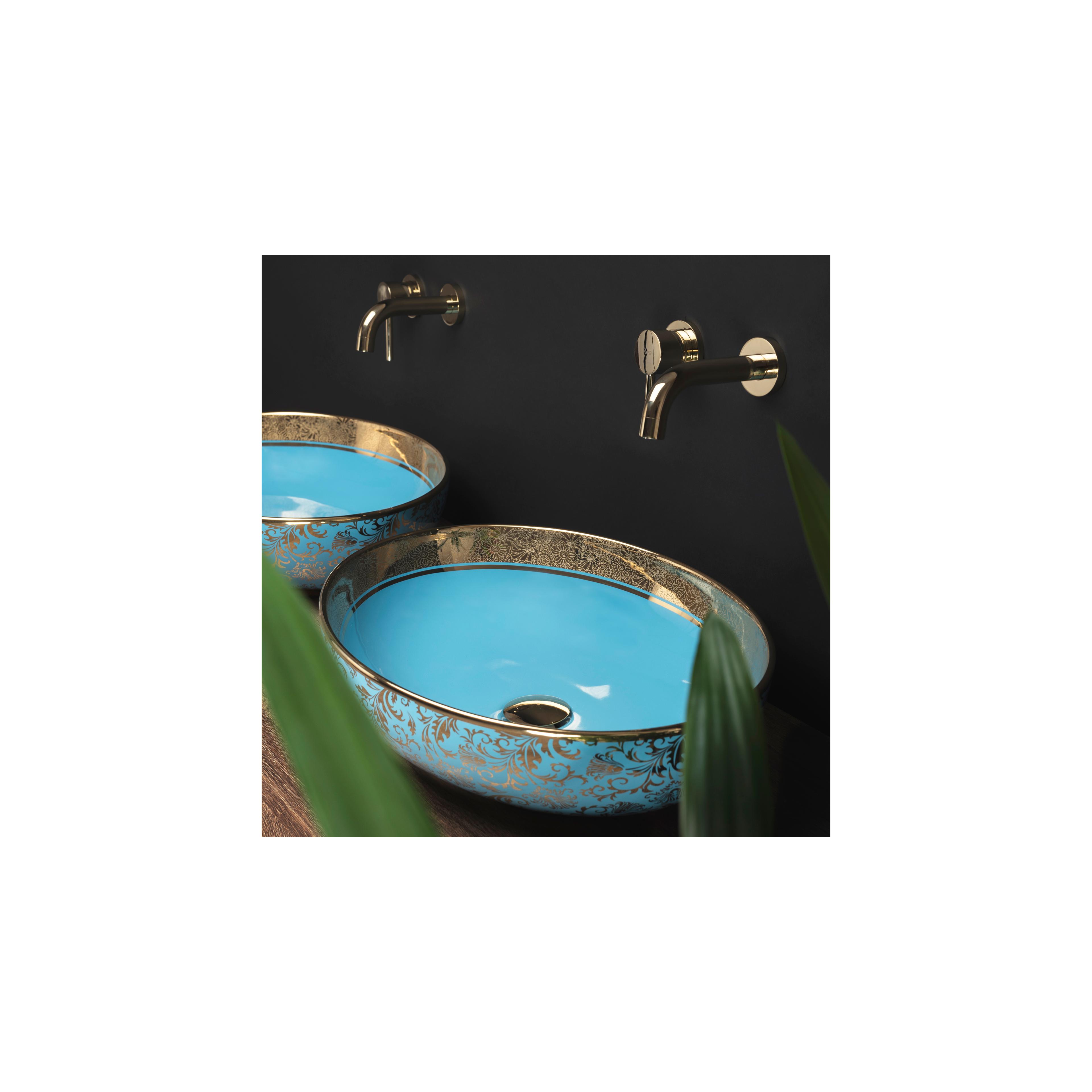 Aufsatzwaschbecken Margot gold/light blue