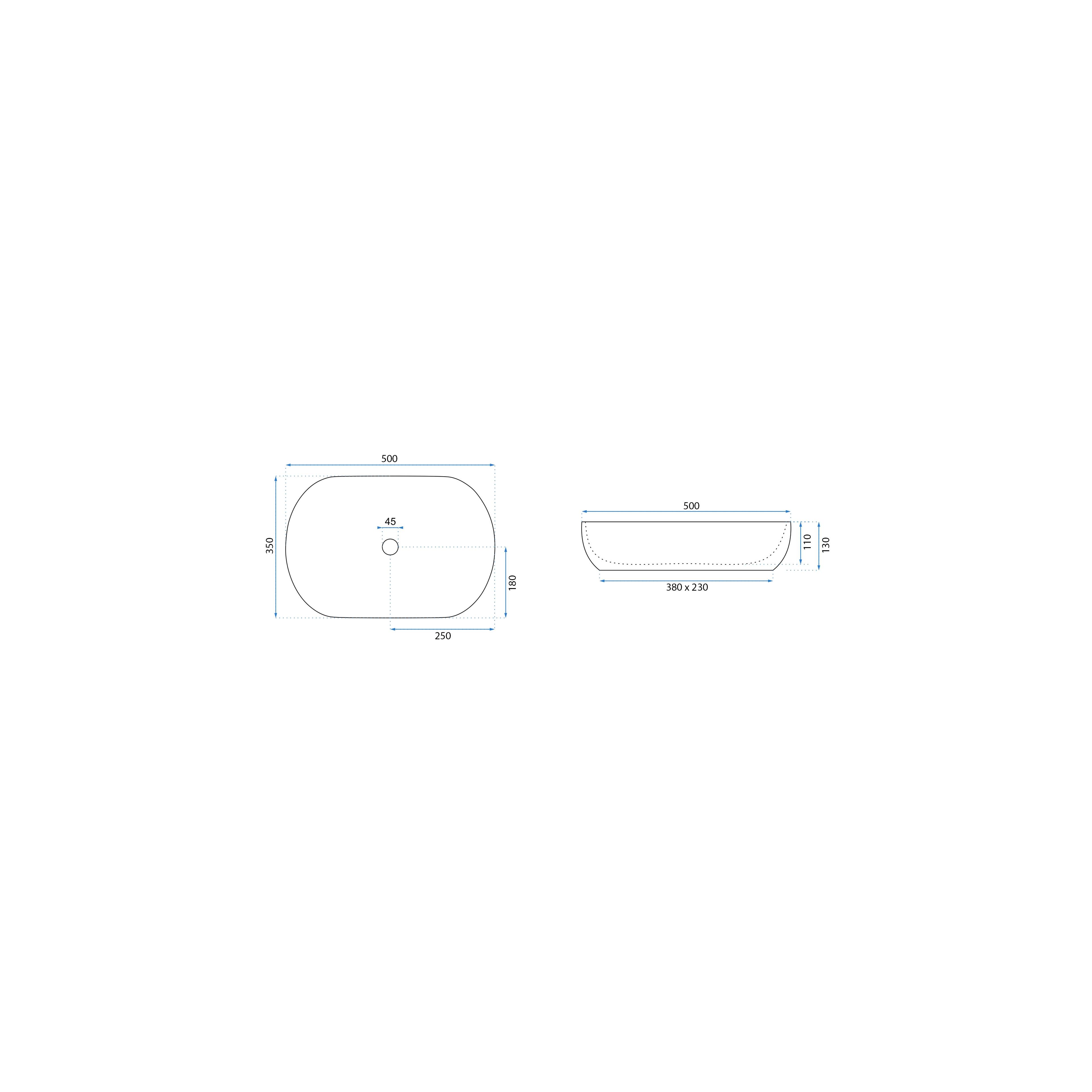 Aufsatzwaschbecken CLEO 50 white – REA