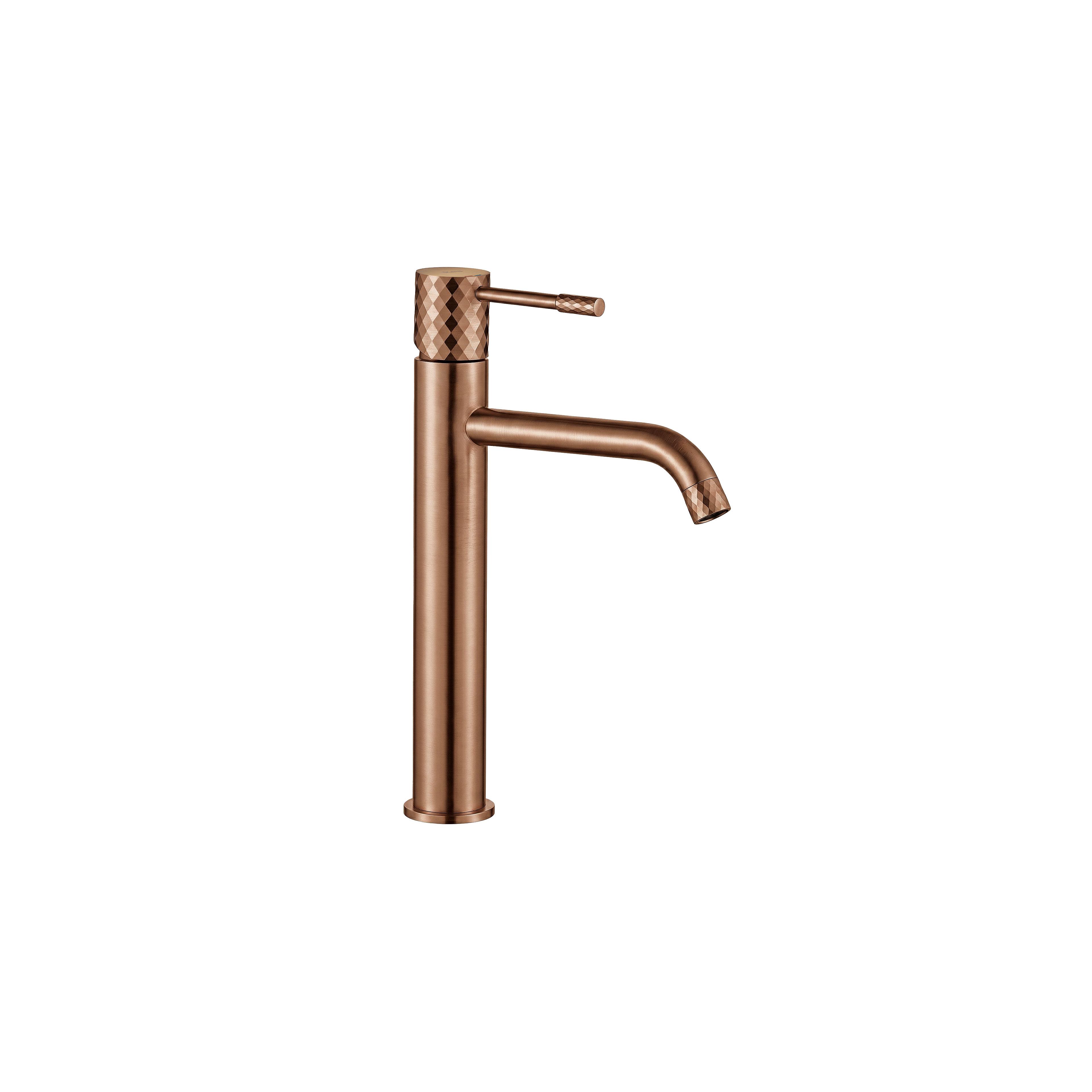 Hög Handfatblandare Rea Lungo Diamond Brush Copper