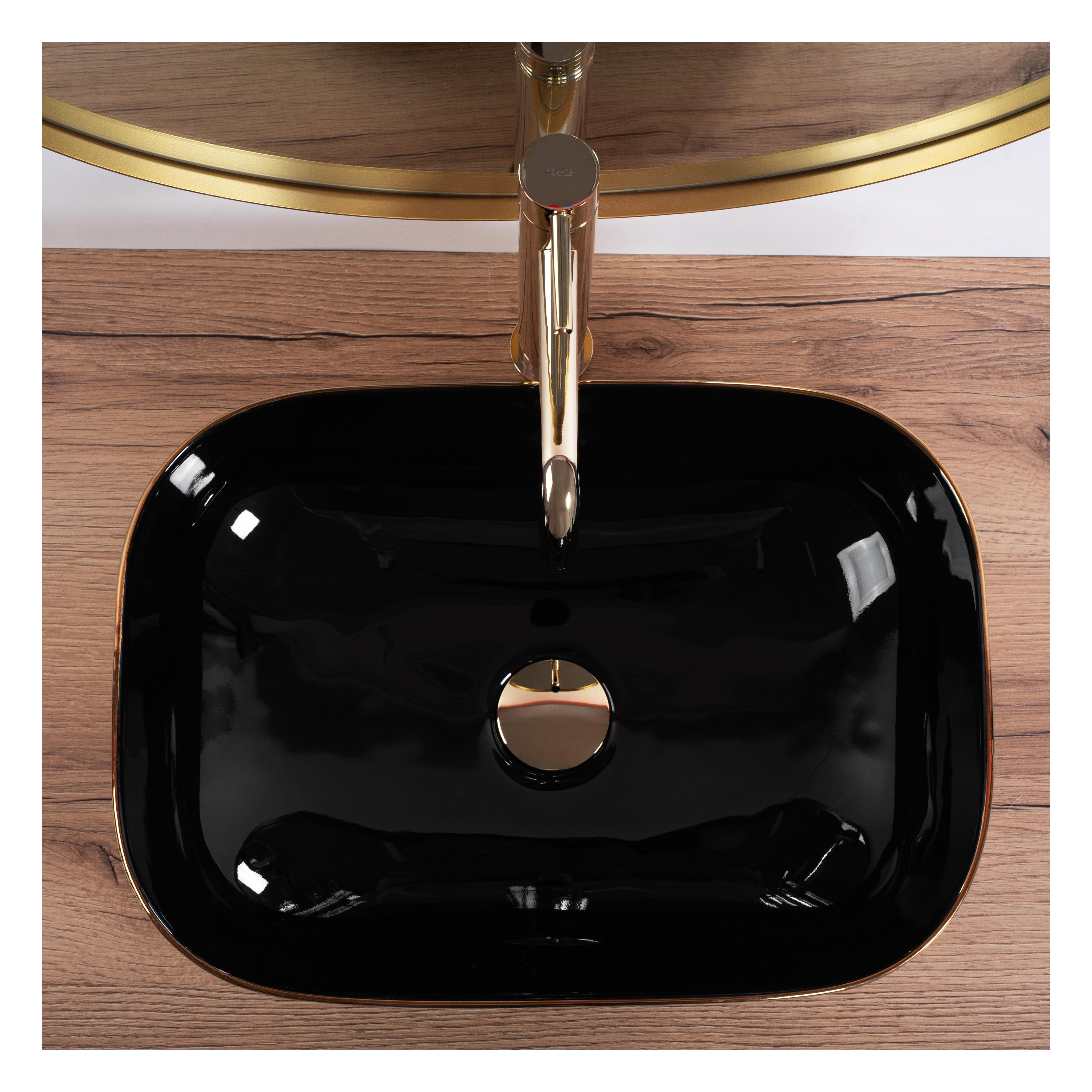 Countertop washbasin Rea Belinda BLACK  BRUSH GOLD