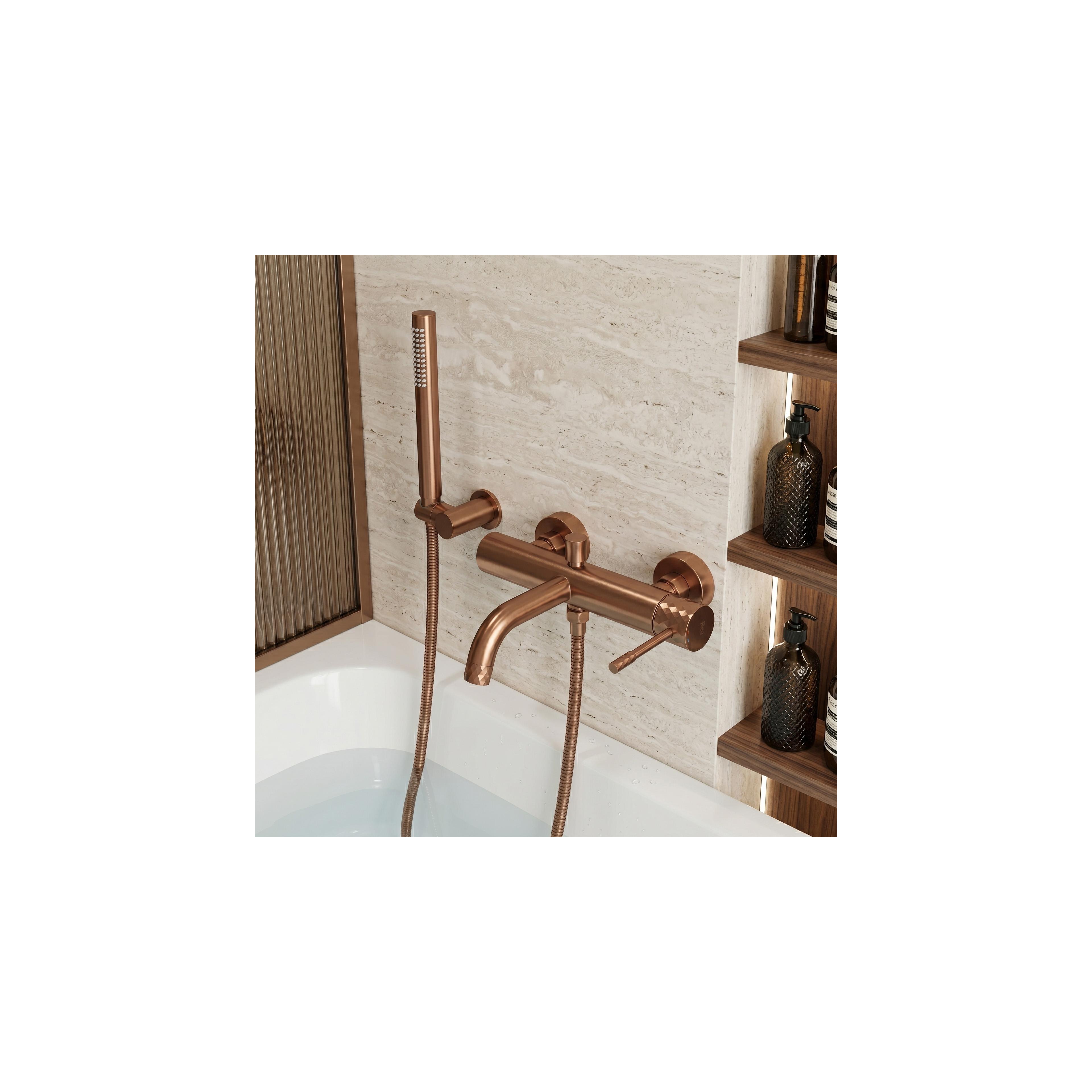Badkarsblandare Rea Lungo Diamond Brush Copper
