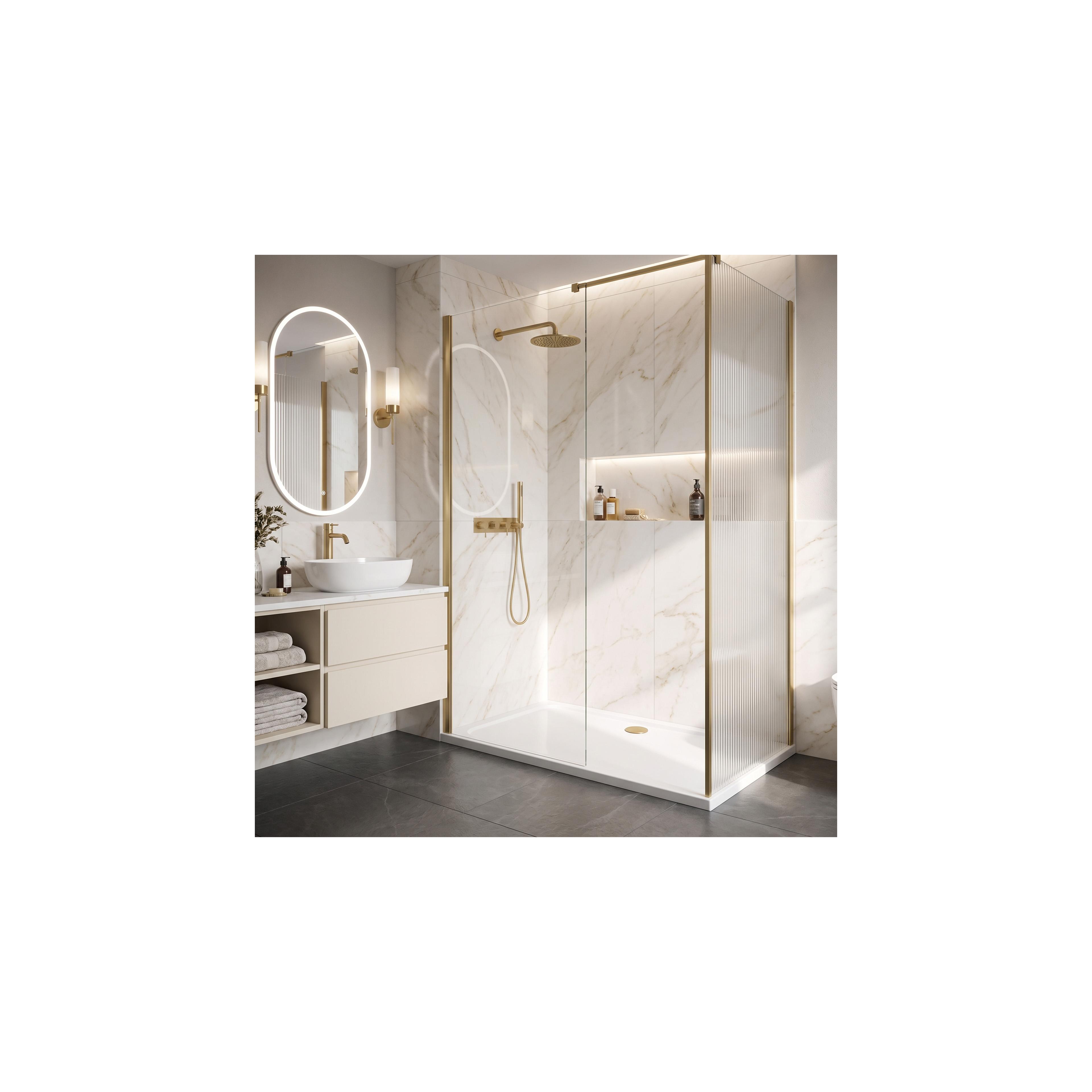 Akrylfat till dusch Rea Belmond vit 80x100 Brush Gold