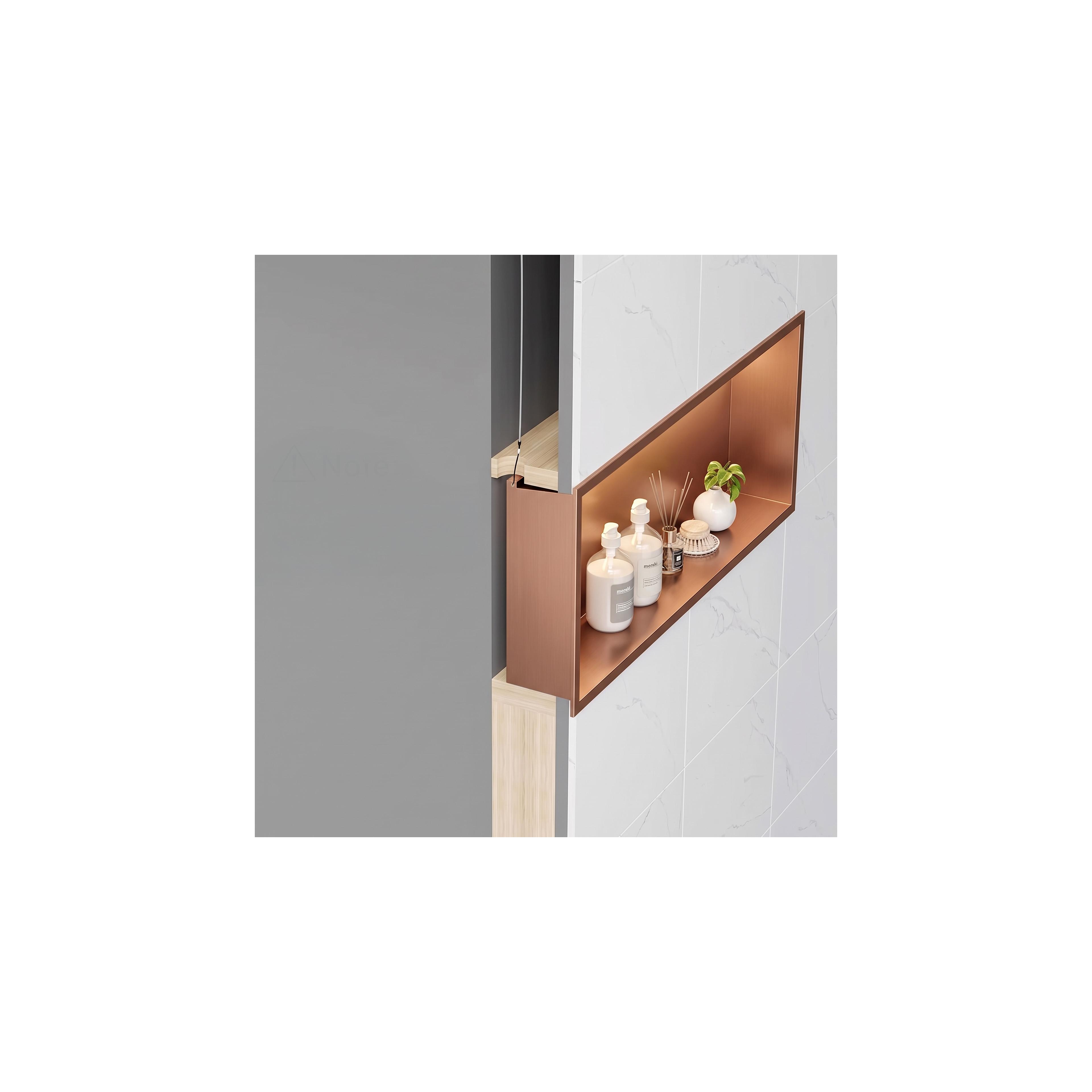 WANDEINBAU-BADEZIMMERREGAL LED 30x45 brush copper