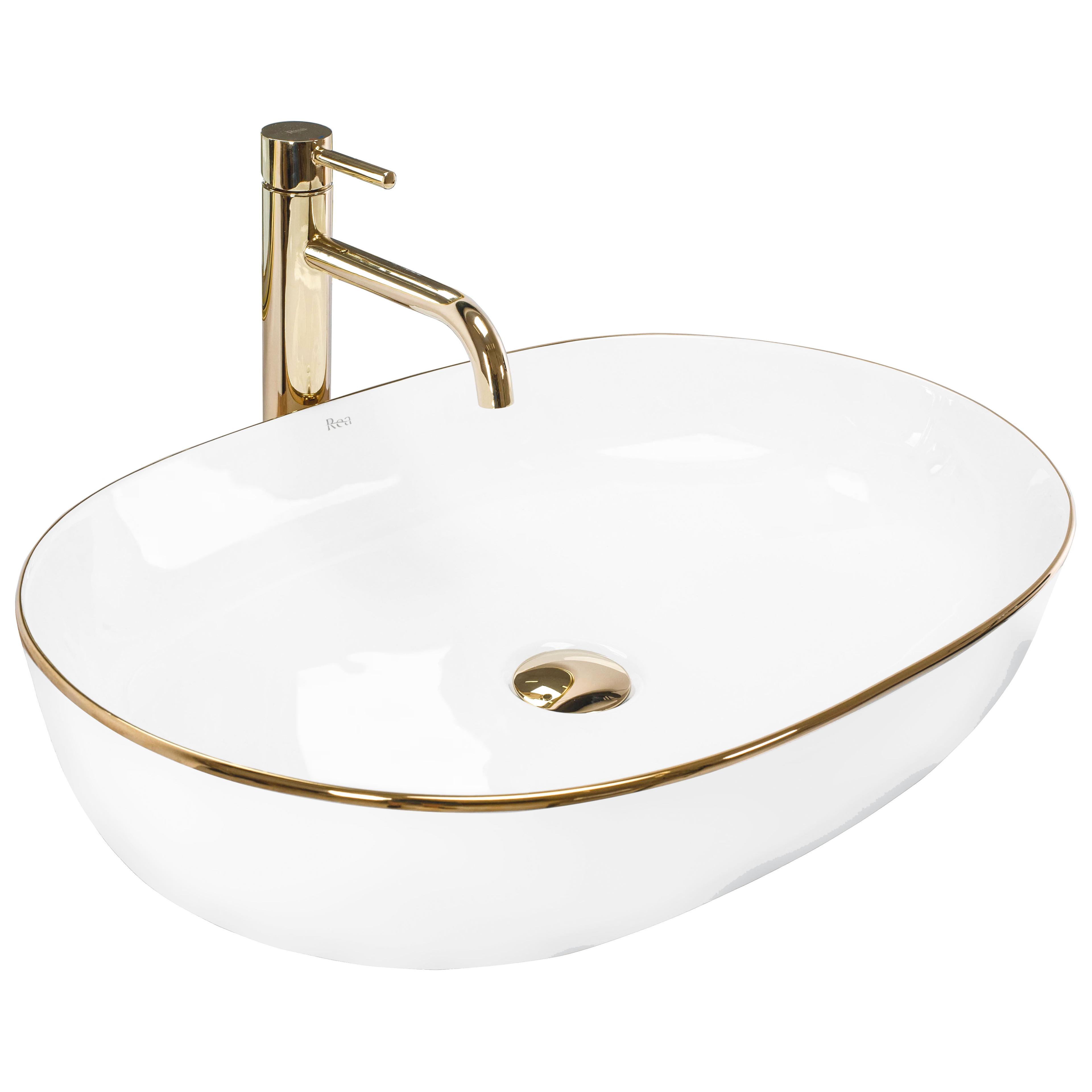 Aufsatzwaschbecken Rea CLEO white Black edge