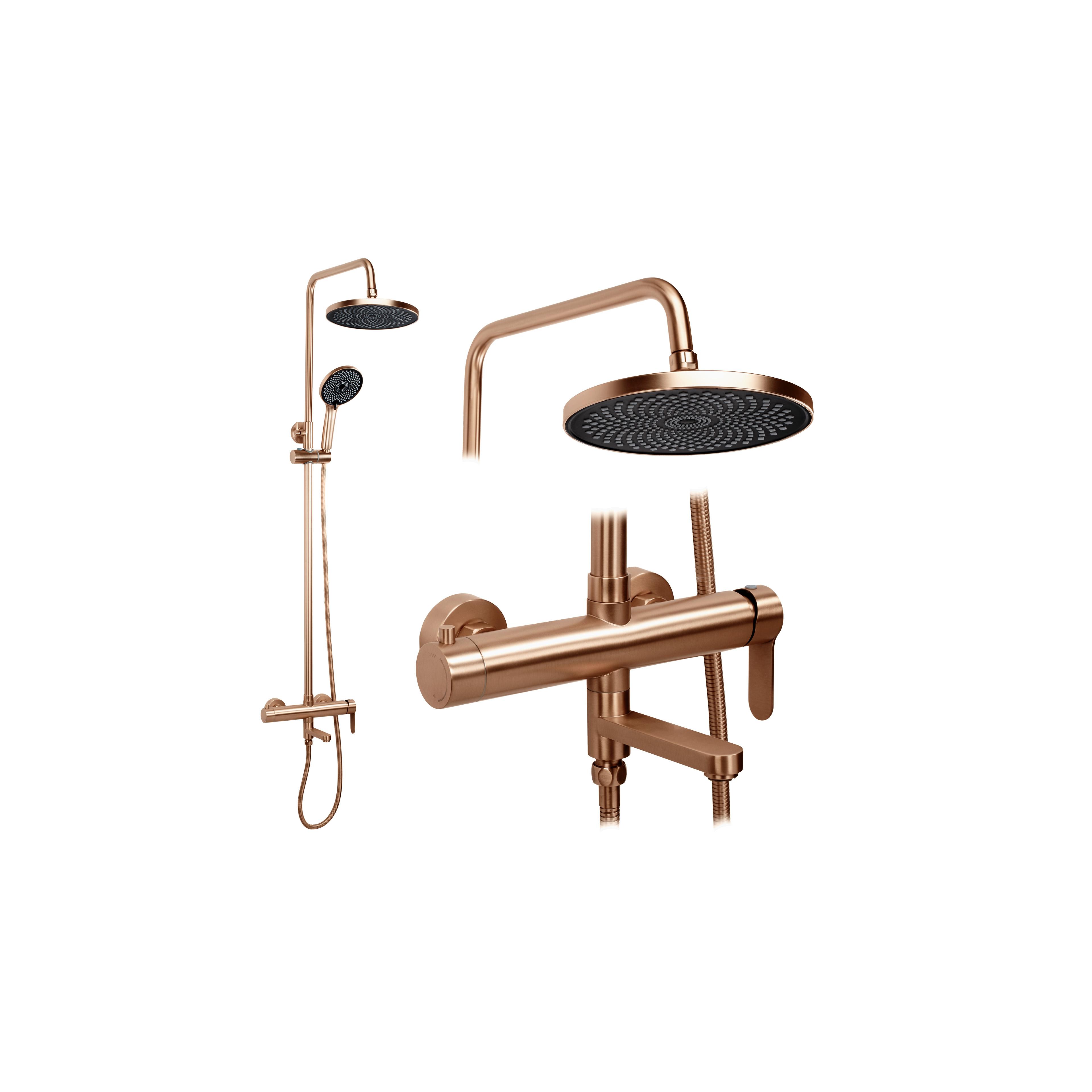 Thermostat Duschset Arcos brush copper