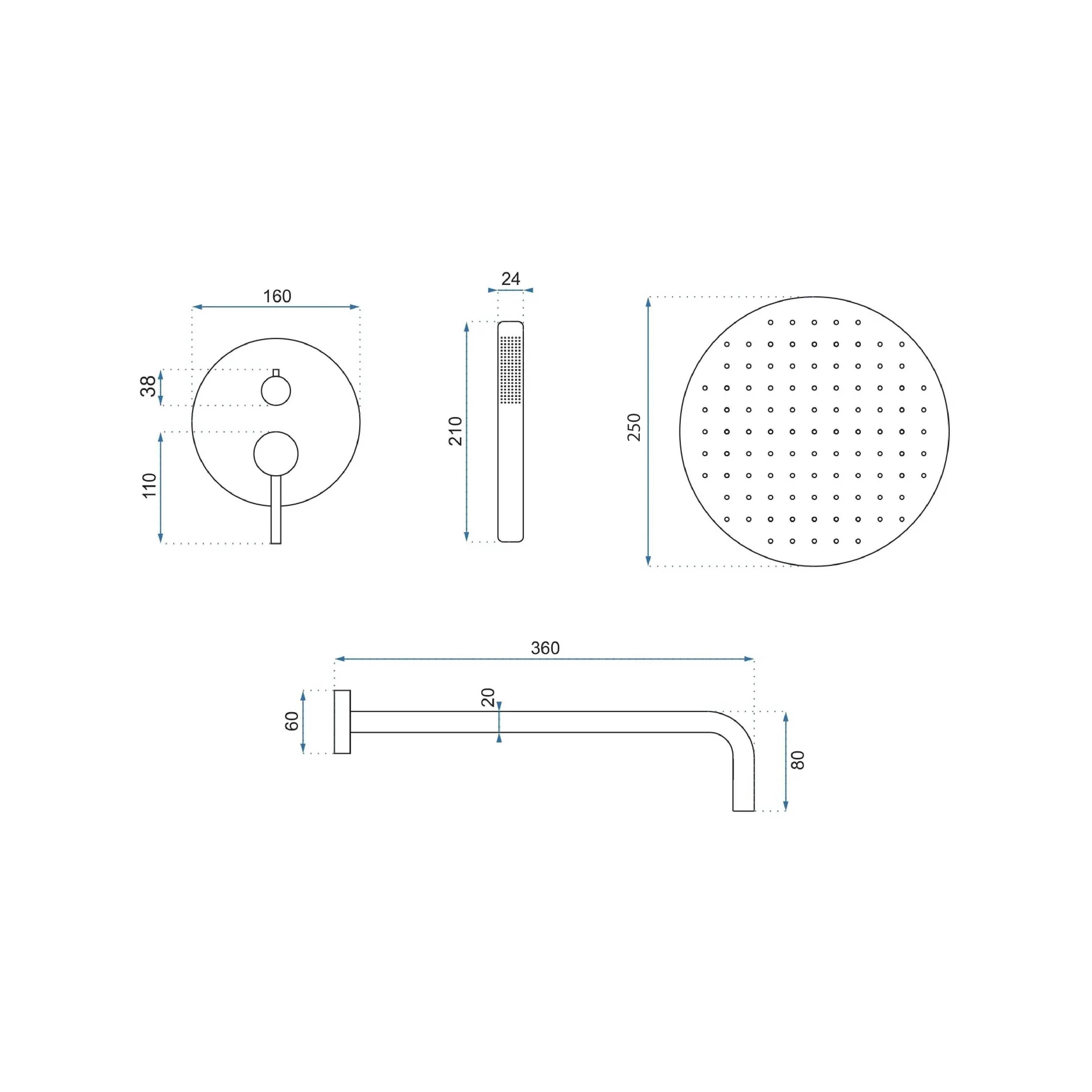 Unterputz Duschset Rea Lungo Titan  + BOX