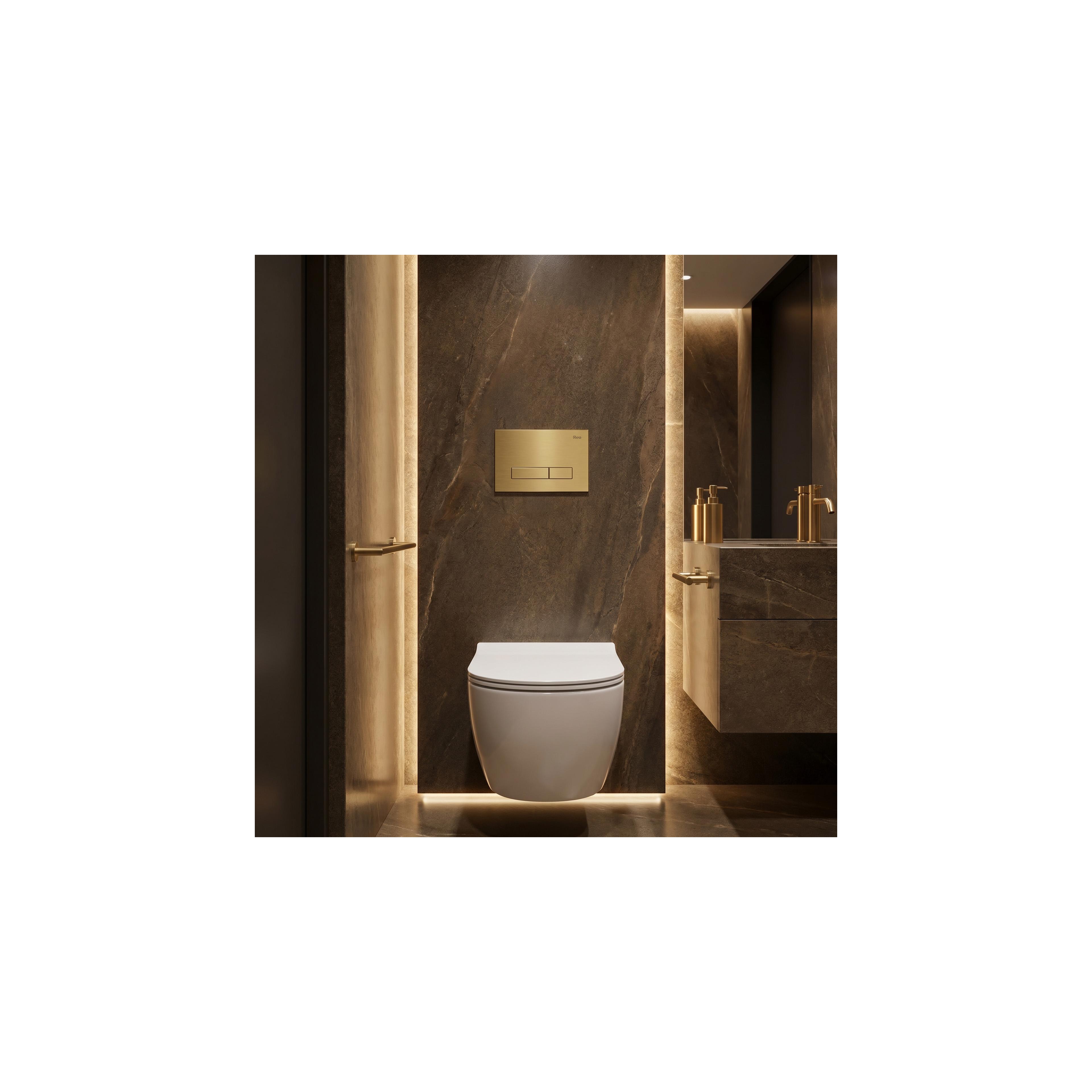 Gestell Unterputz-Set Slim 024N für WC-Becken mit HD-Drücker Gold