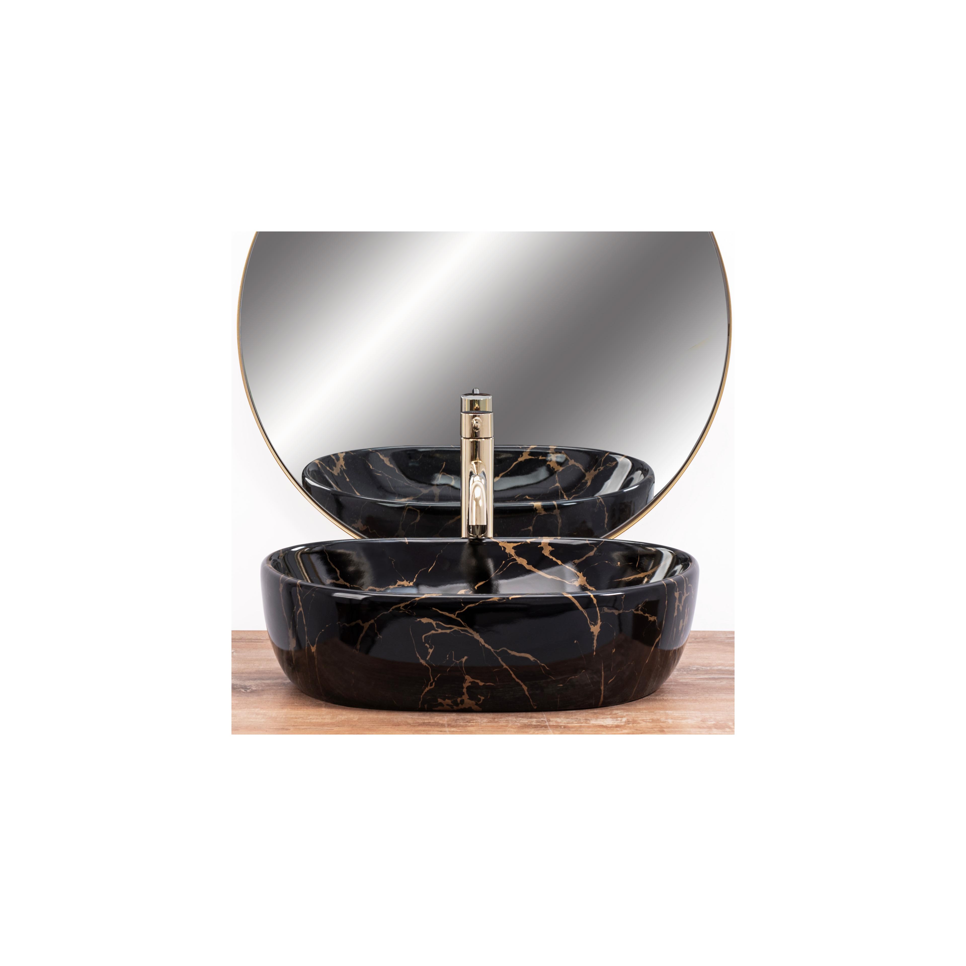 Aufsatzwaschbecken Rea Amelia Black Marble shiny