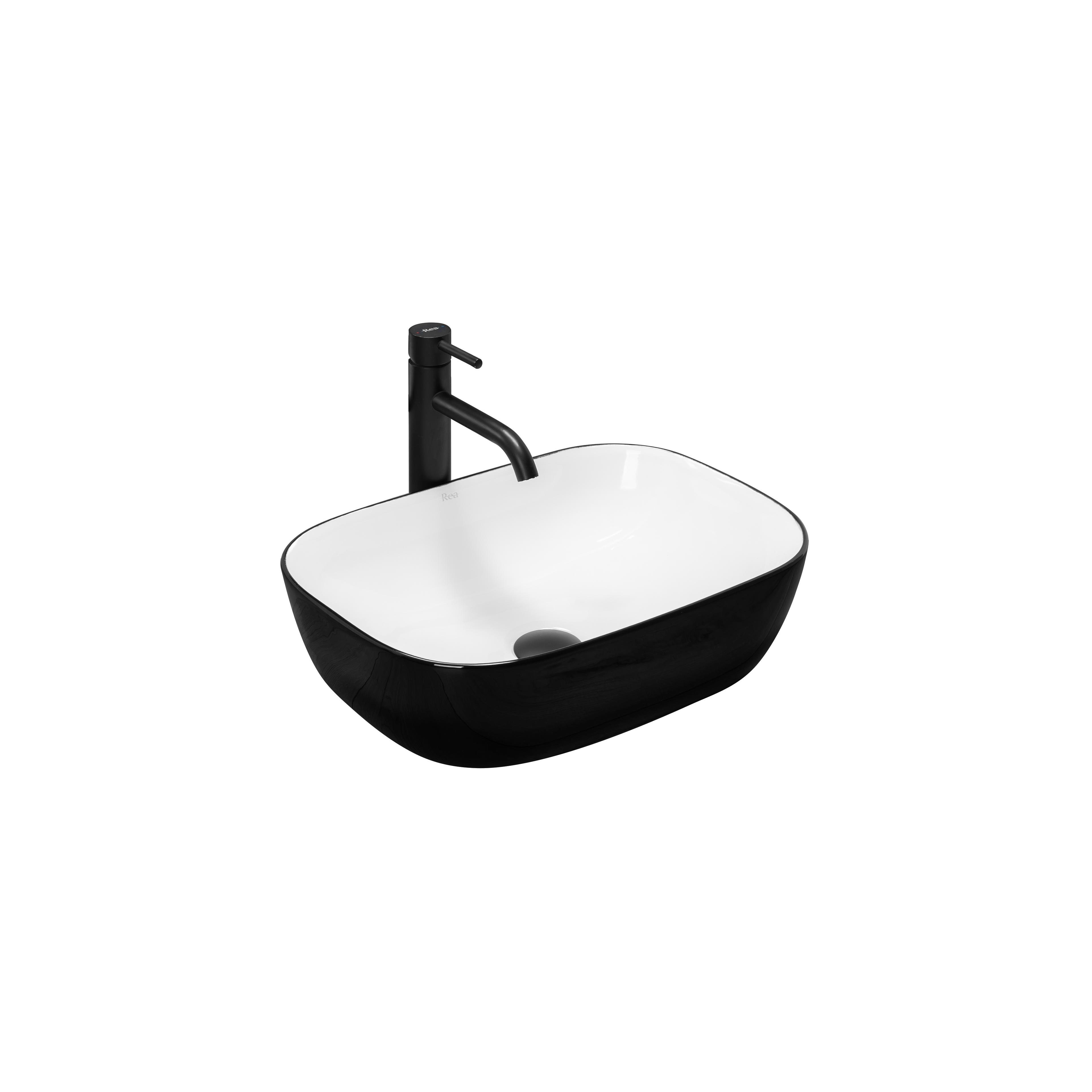 Lavabo sobre encimera Rea Belinda White Black