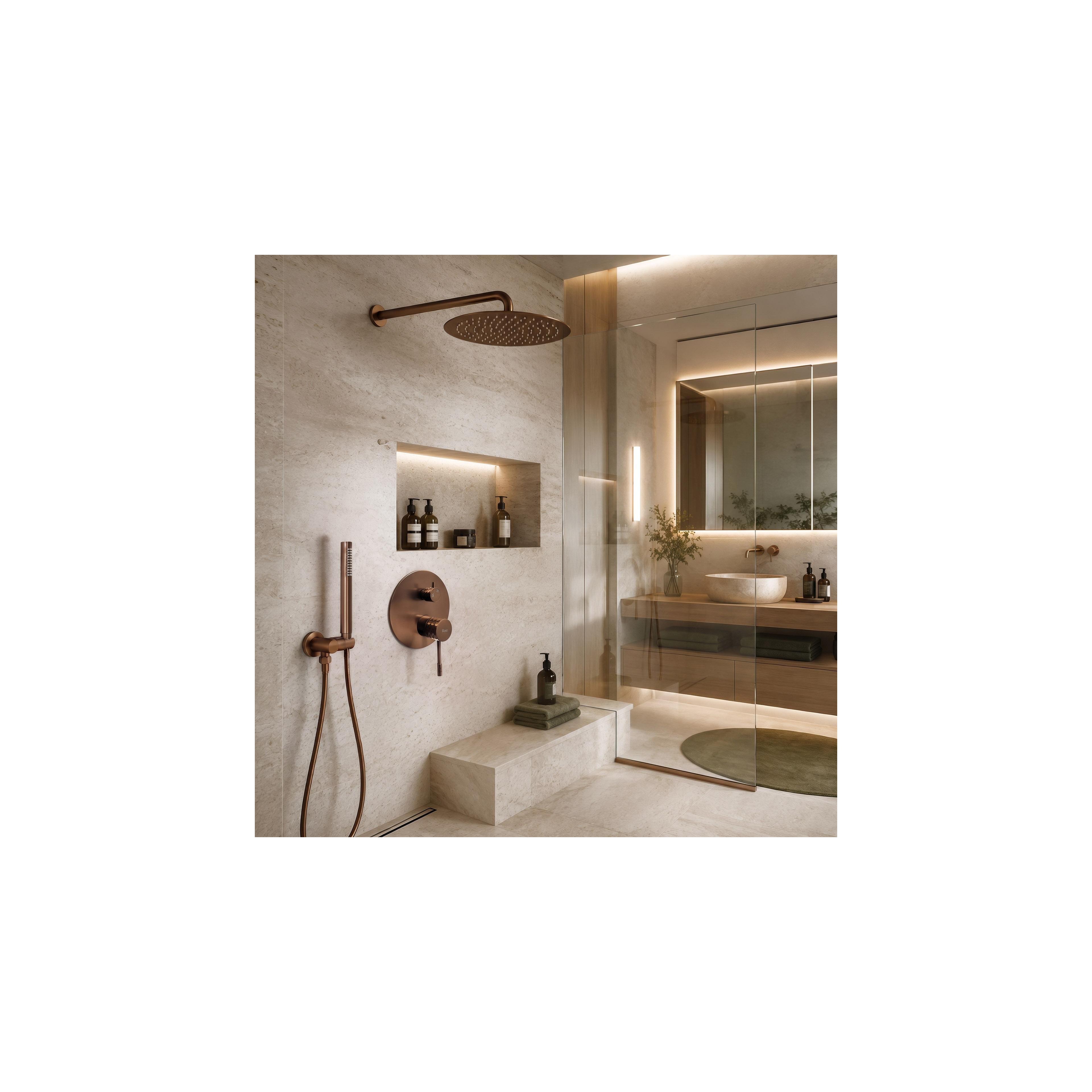 Shower system Rea Lungo Diamond Brush Copper + BOX