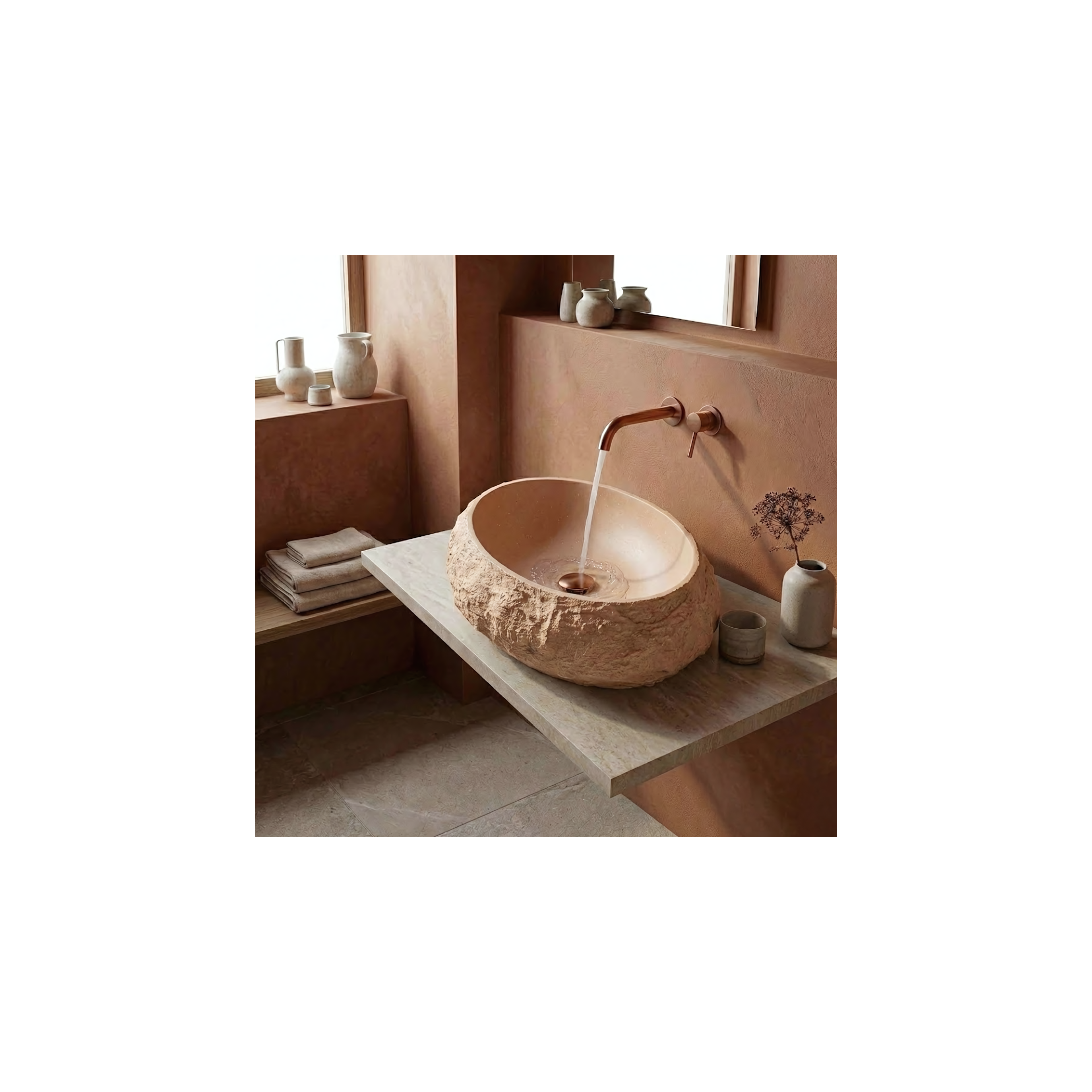 Aufsatzwaschbecken Rea Mika Light Terracotta