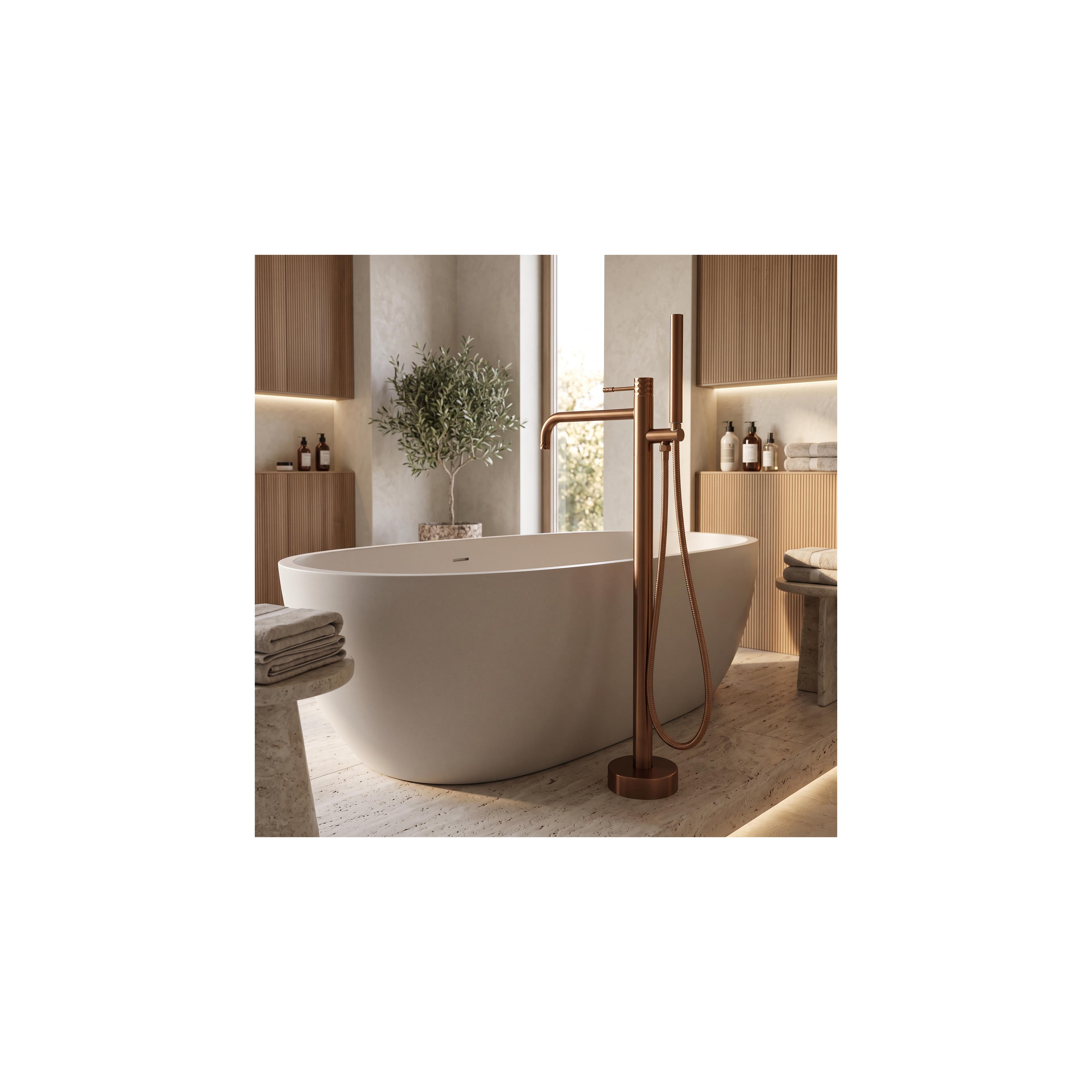 Free-standing faucet Rea Lungo Diamond Brush Copper
