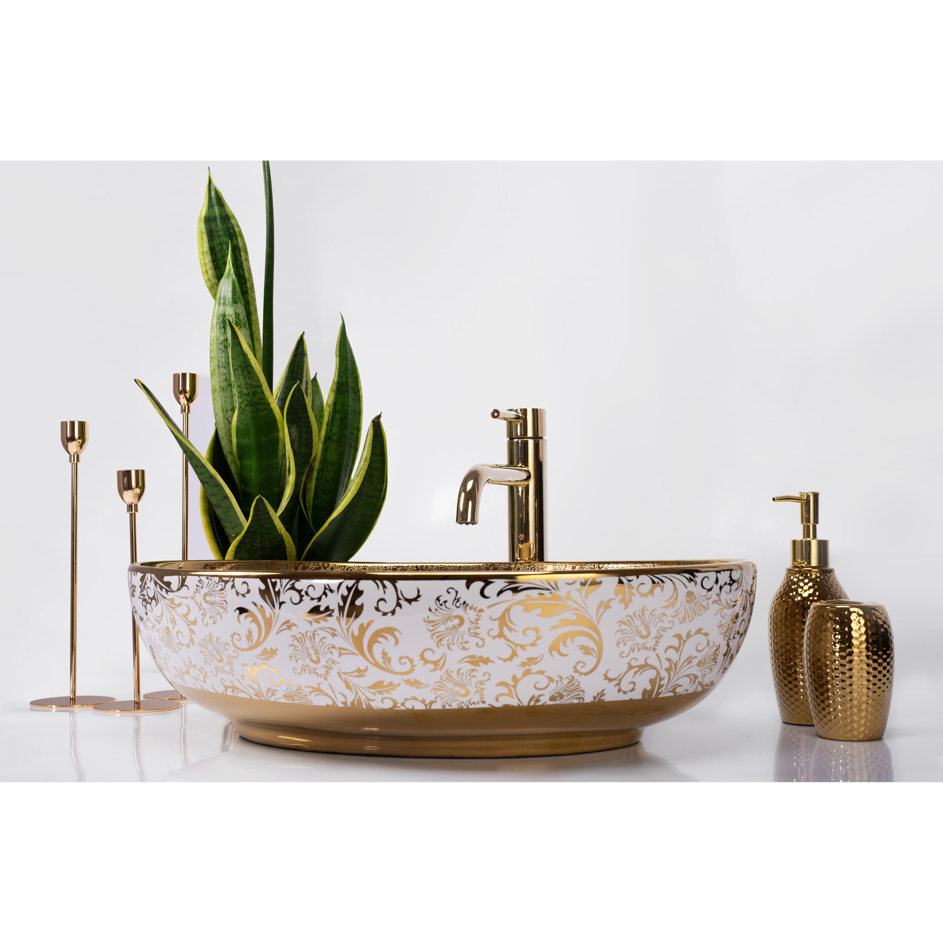 Aufsatzwaschbecken Rea Margot White/Gold