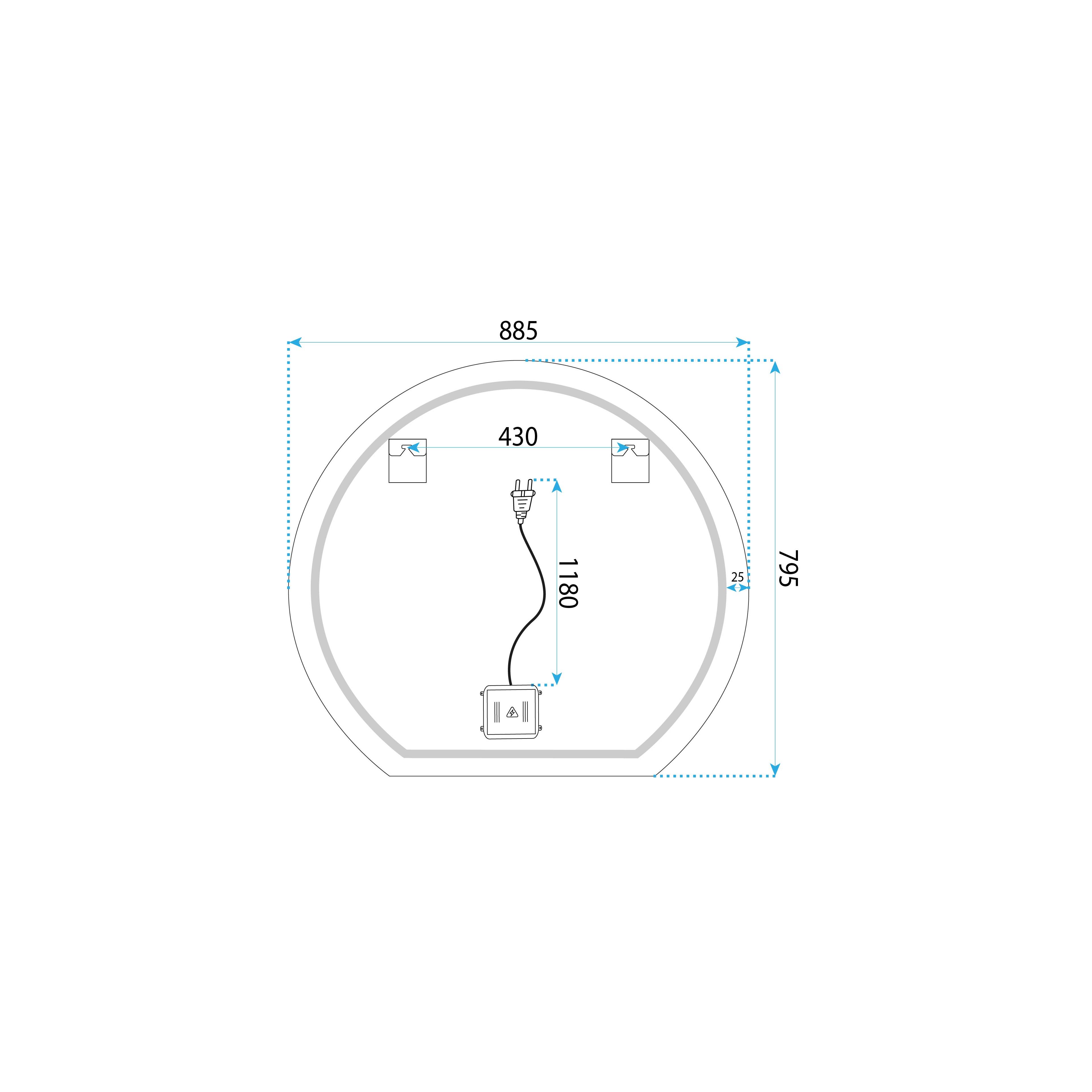 Spiegel LED 90cm Fabio