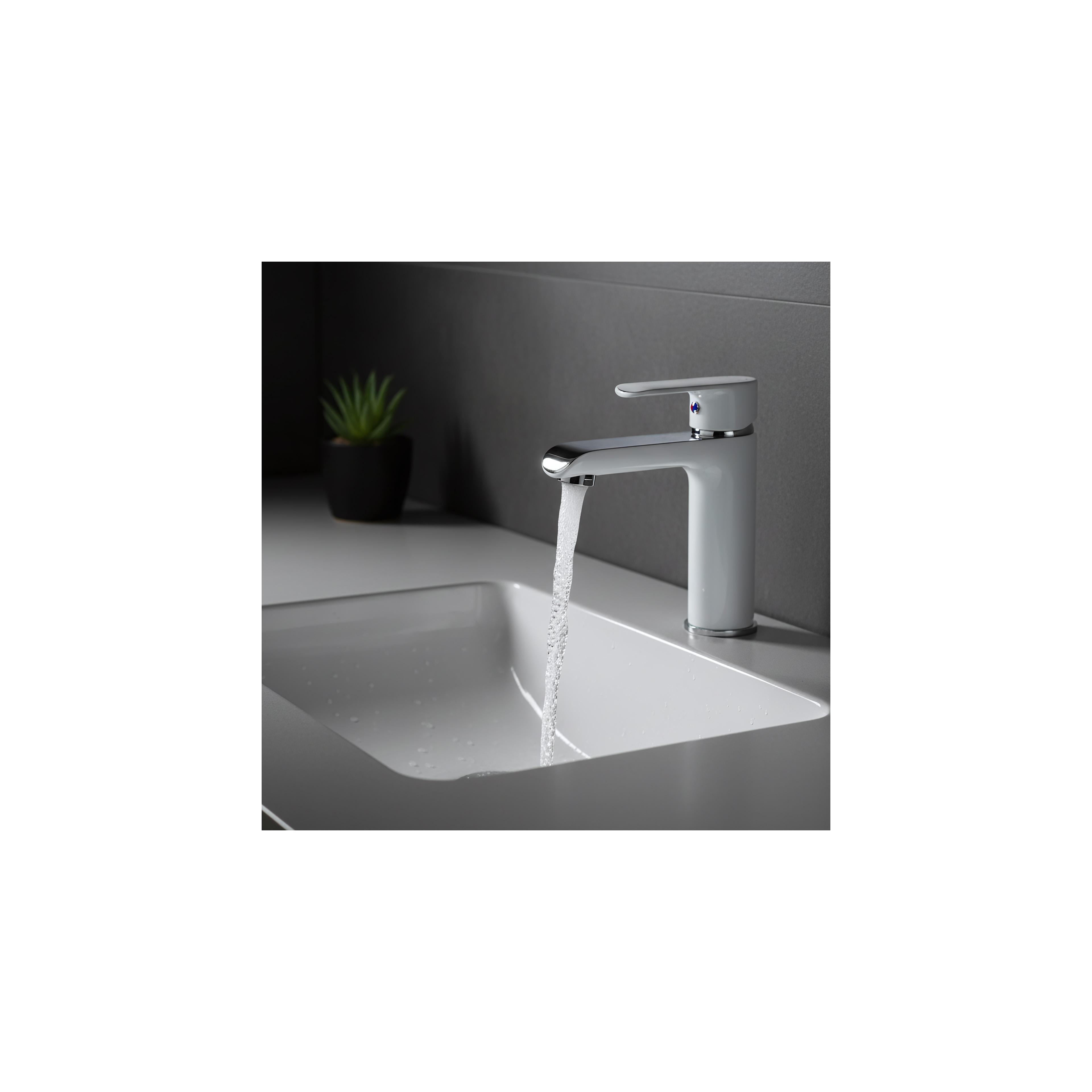 Waschbeckenarmatur REA Bloom White Chrom Low