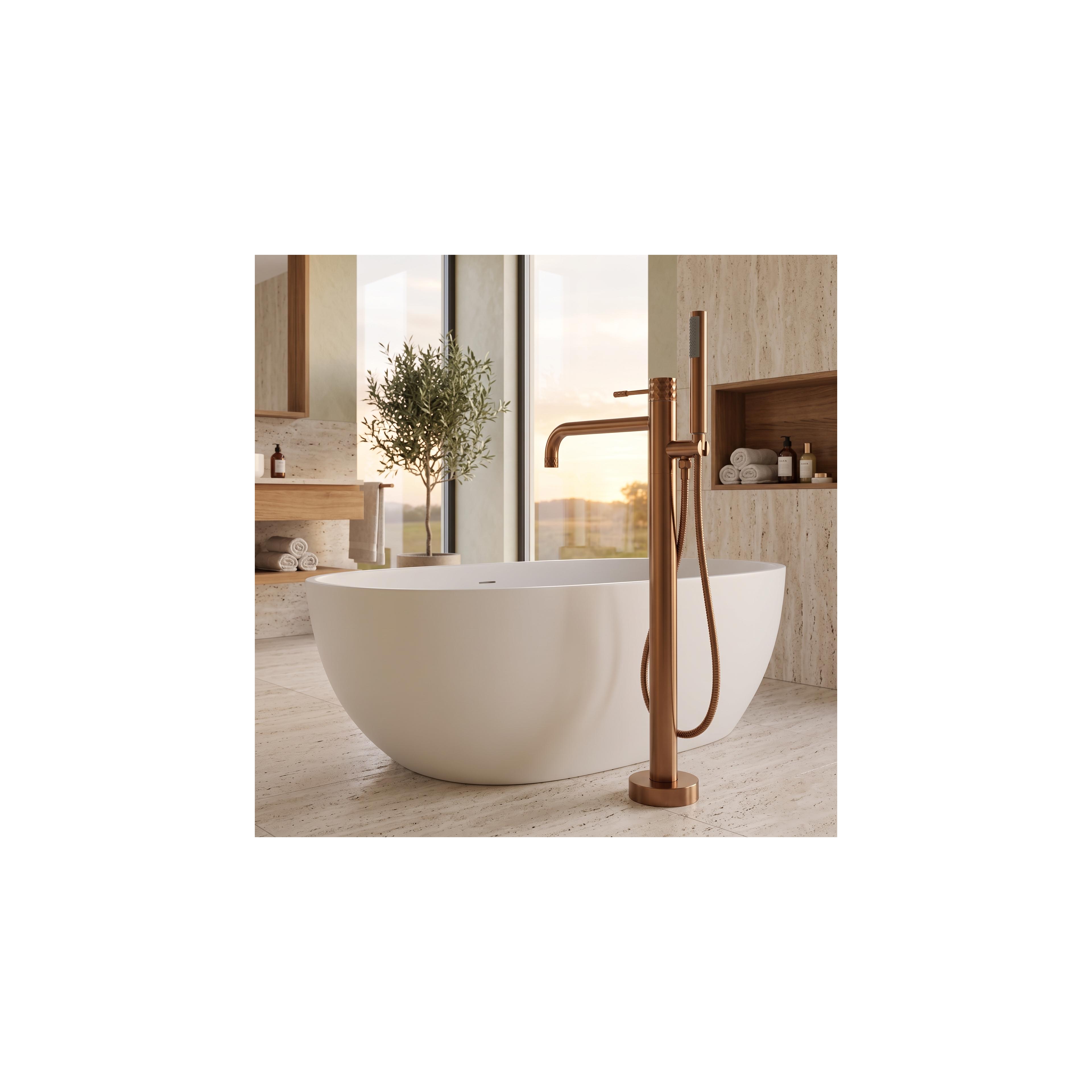 Free-standing faucet Rea Lungo Diamond Brush Copper