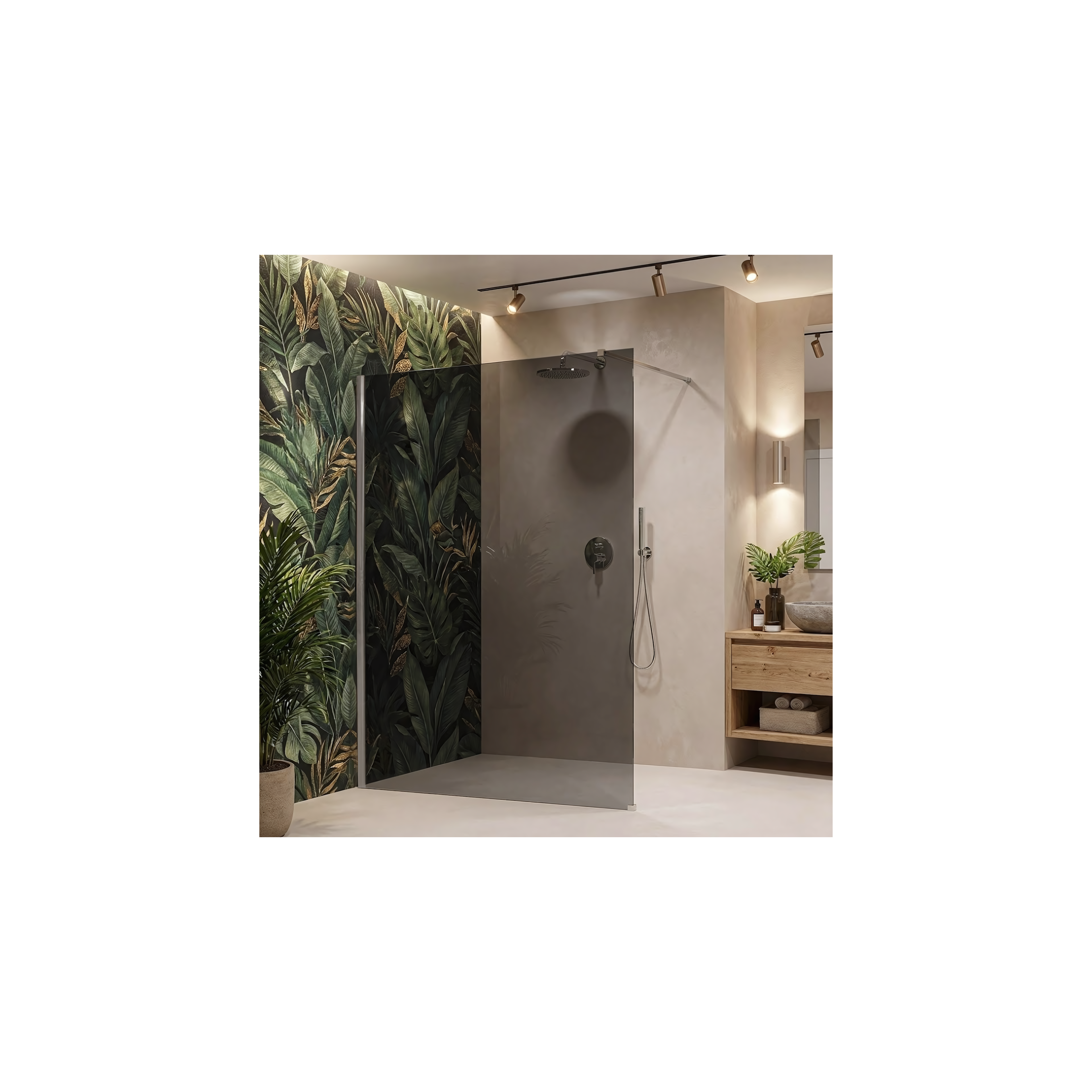 Duschwand Rea Flexi Grey / Chrome 130