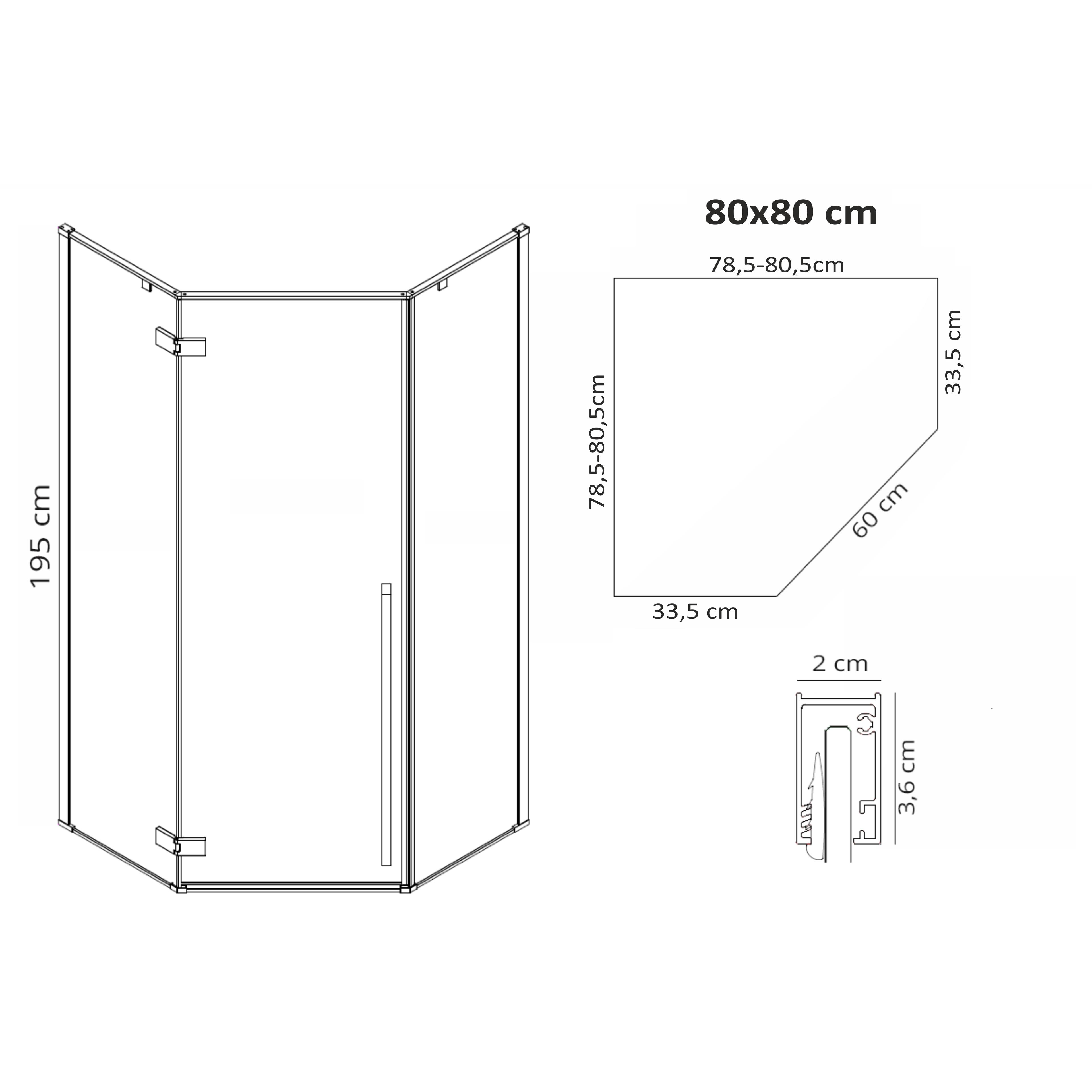 Καμπίνα ντους Rea DIAMOND 80x80 Black MAT