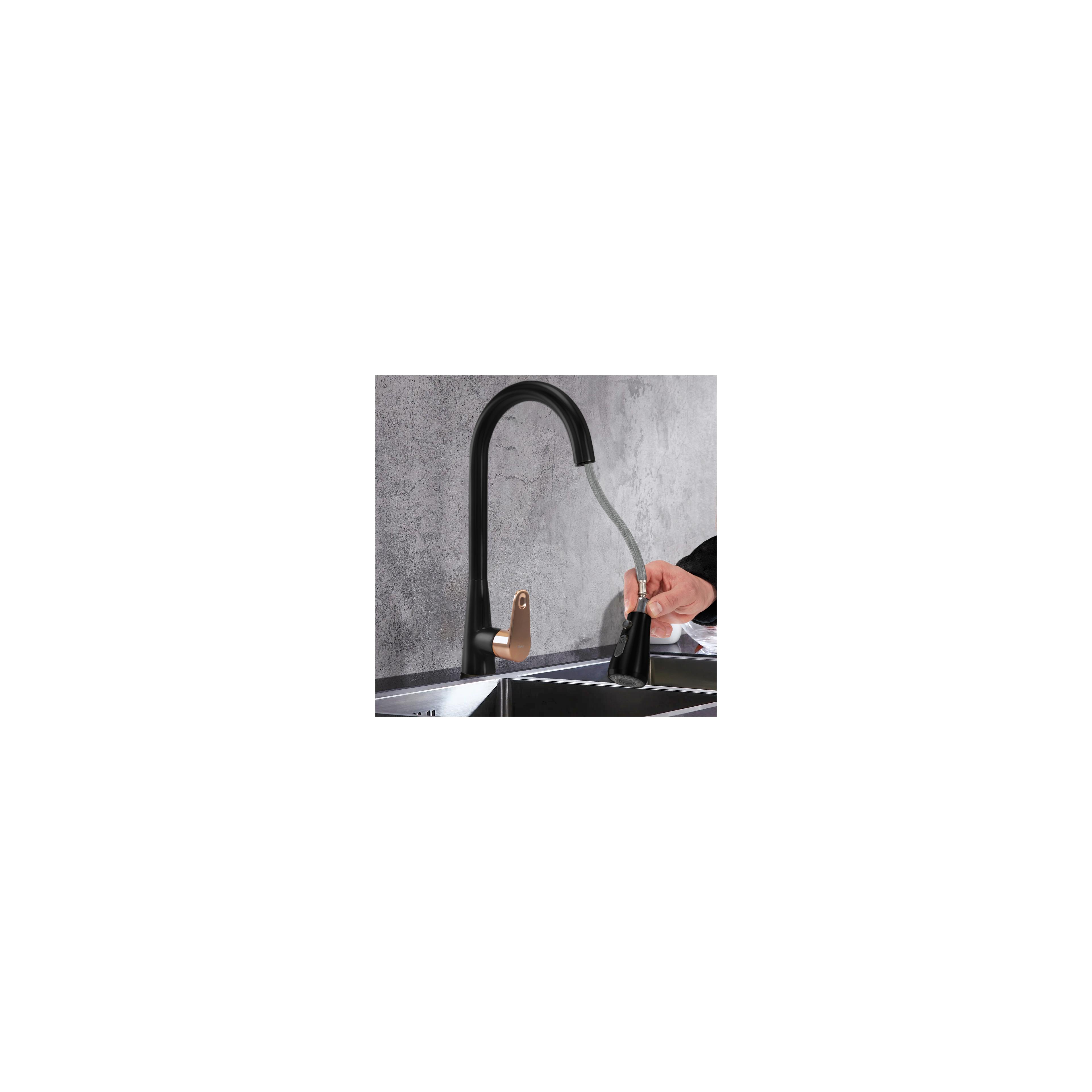 Küchearmatur Rea Mild black mat rose gold
