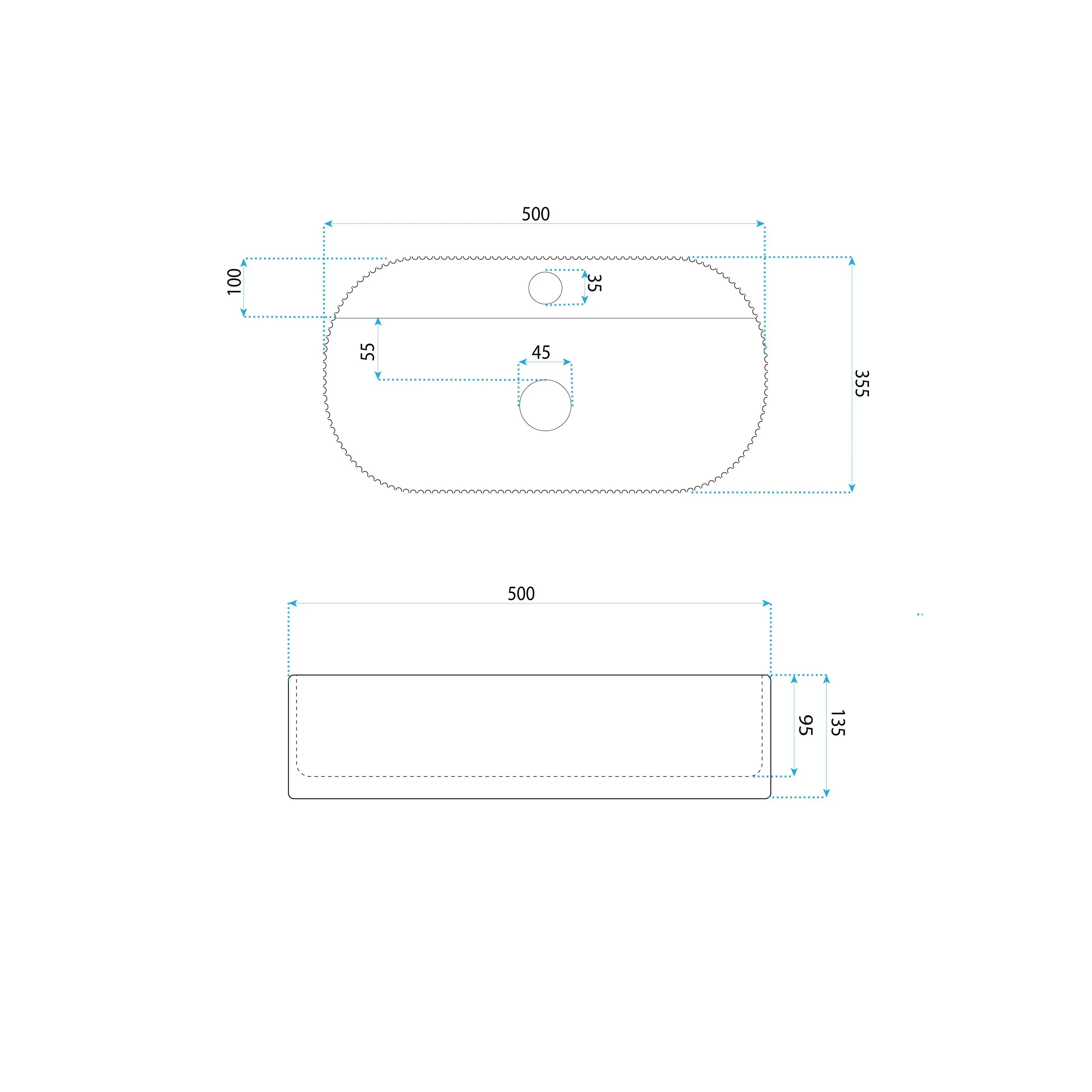 Countertop washbasin Rea Marcela 50 Saturn