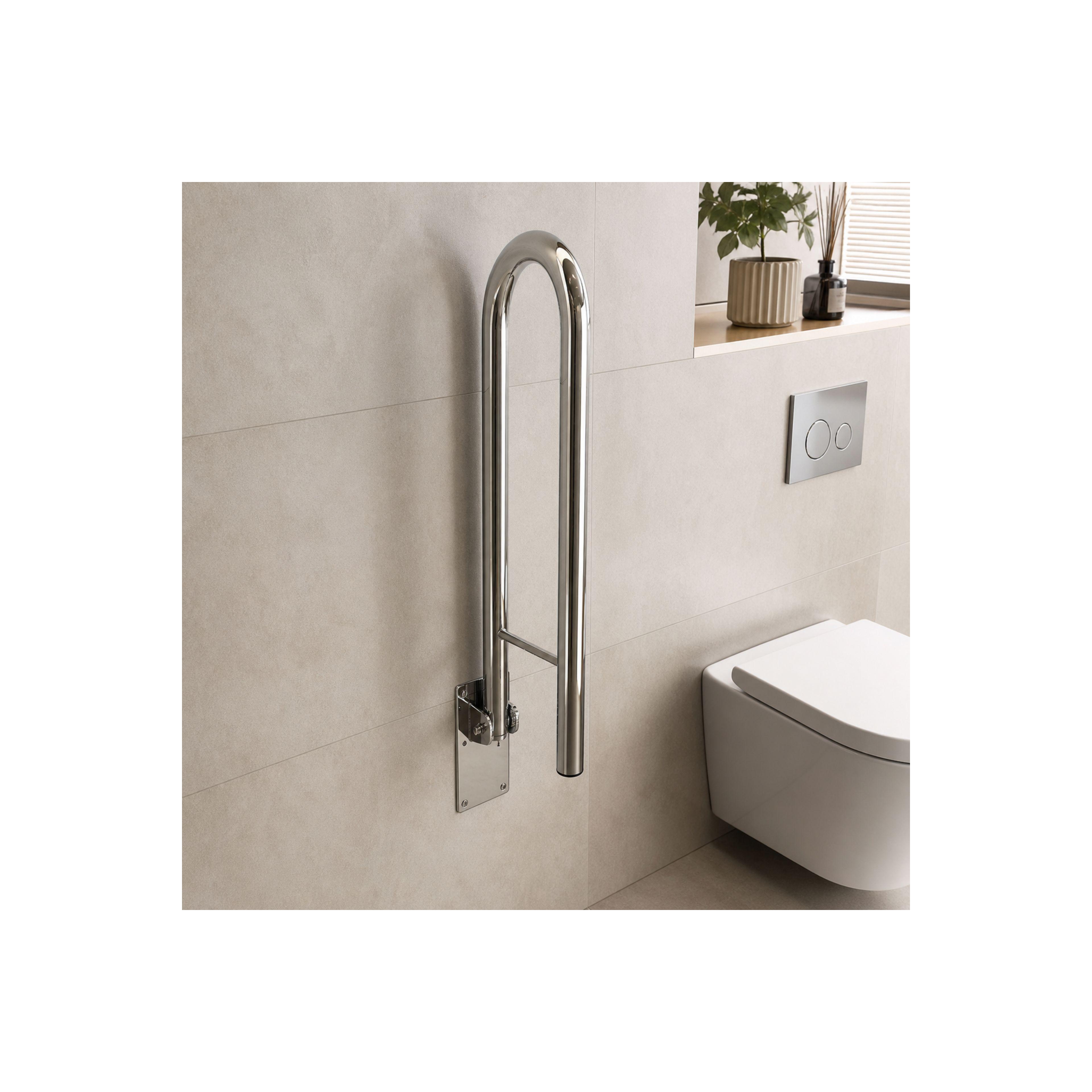 Folding bathroom grab bar Chrome