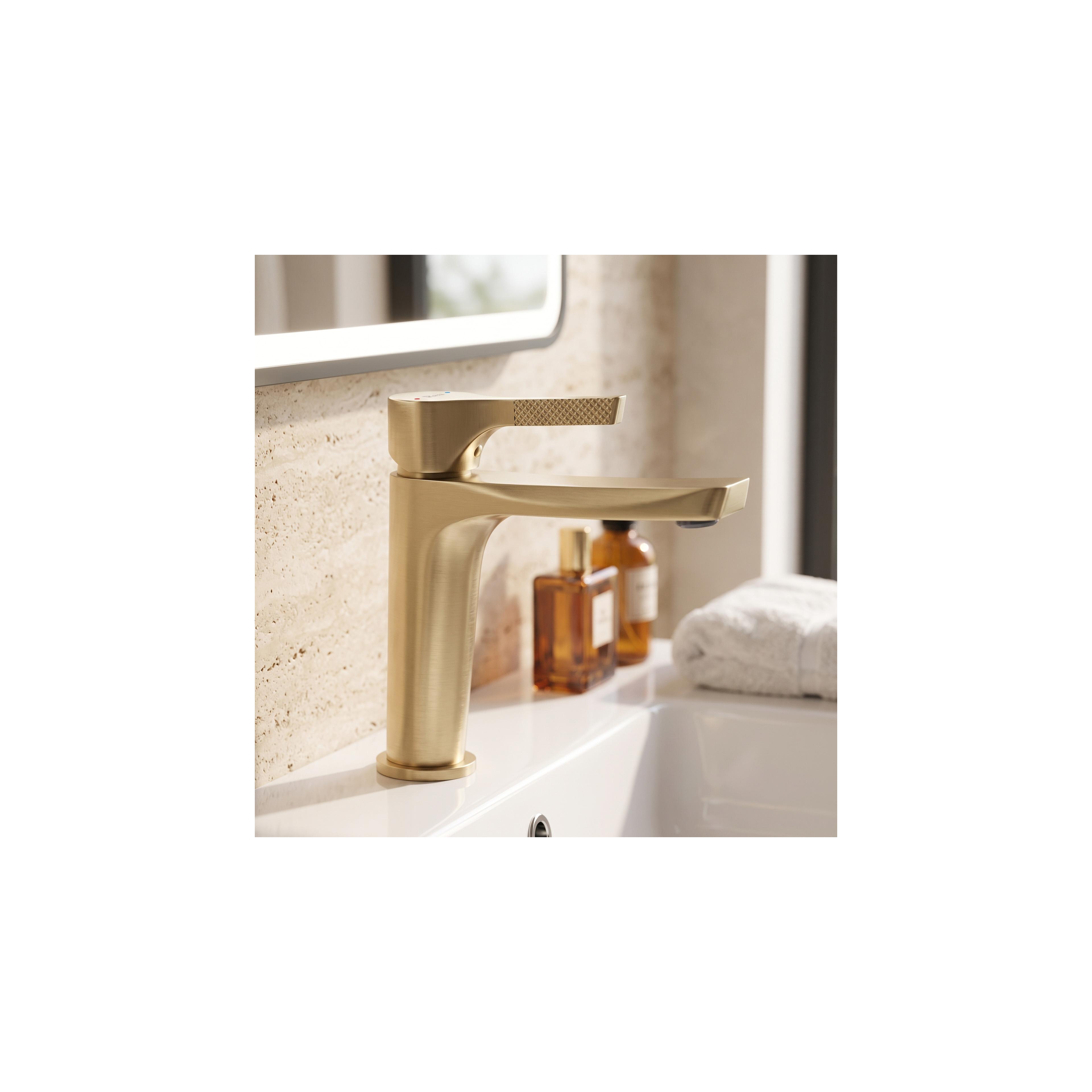 Tvättställsblandare PREMIUM REA Maxim Brush Gold Low