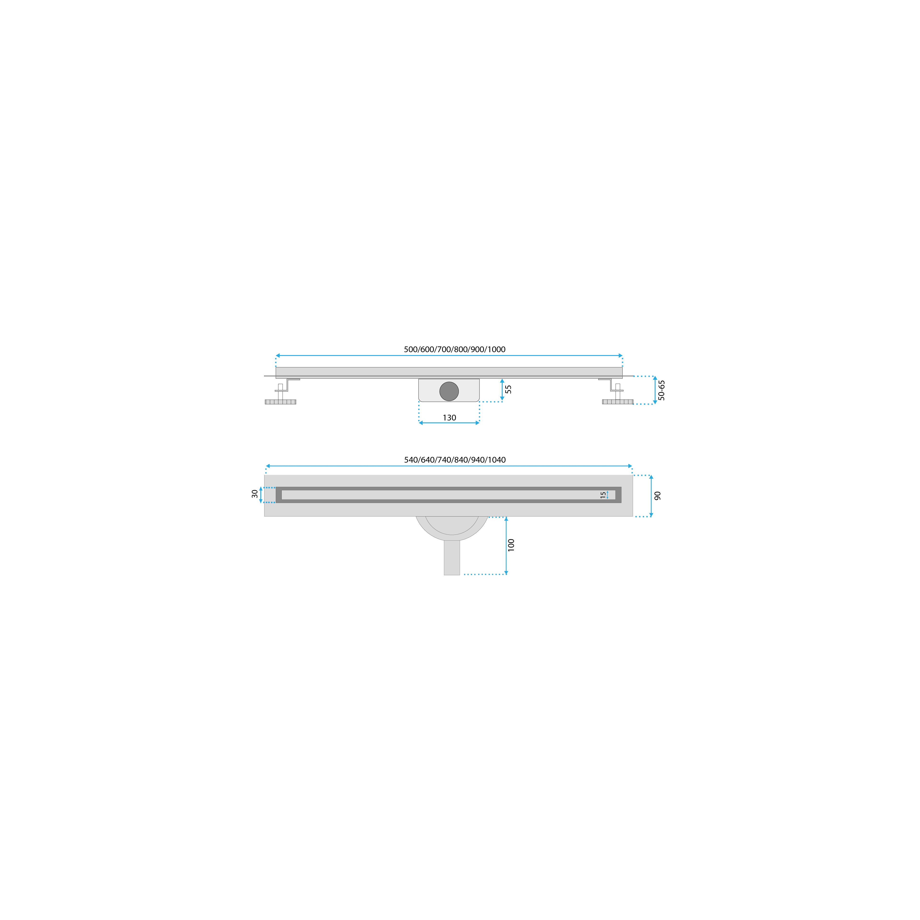 Linear drainage REA Neox Slim pro NICKIEL BRUSH 50