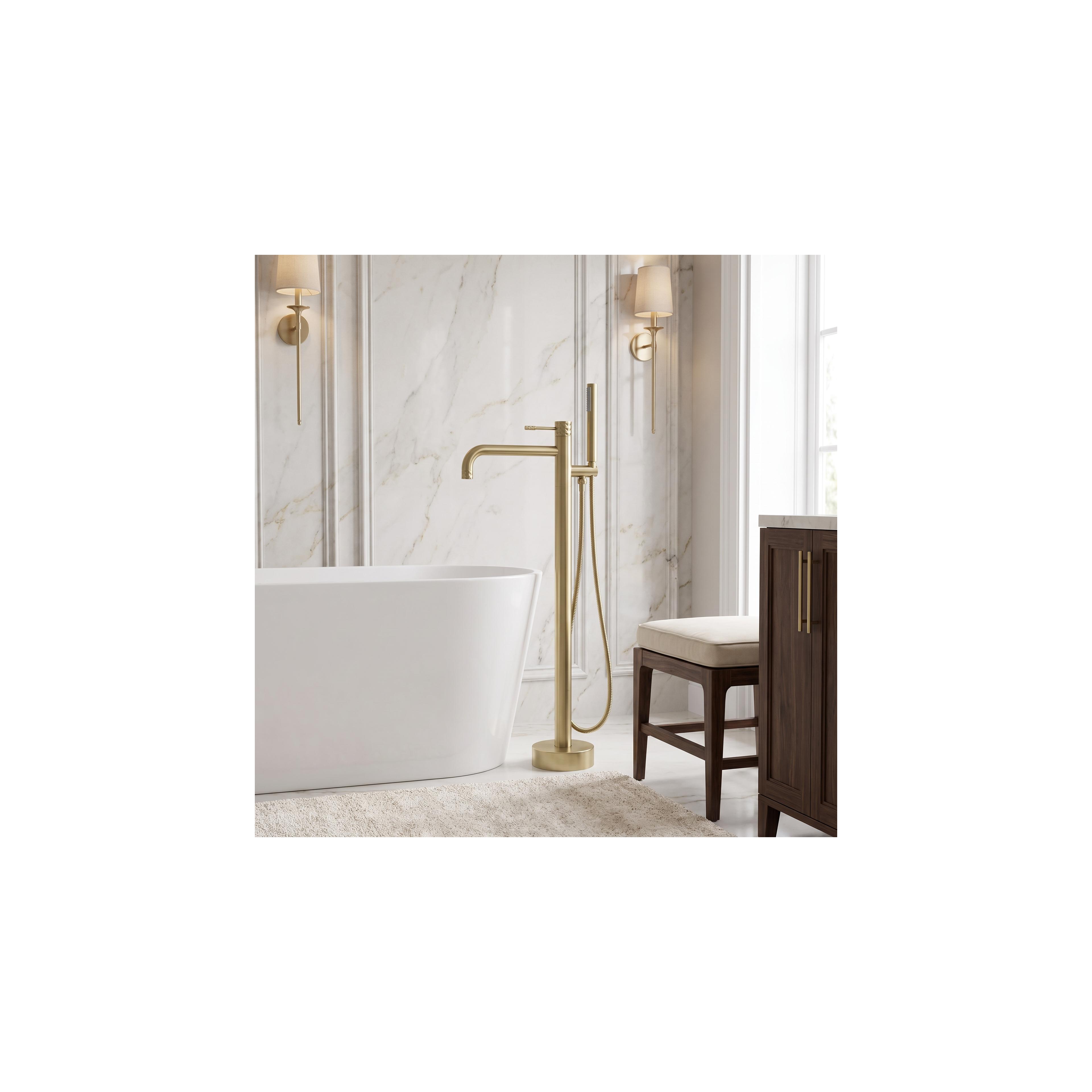 Fristående badkarsblandare Rea Lungo Diamond Brush Gold
