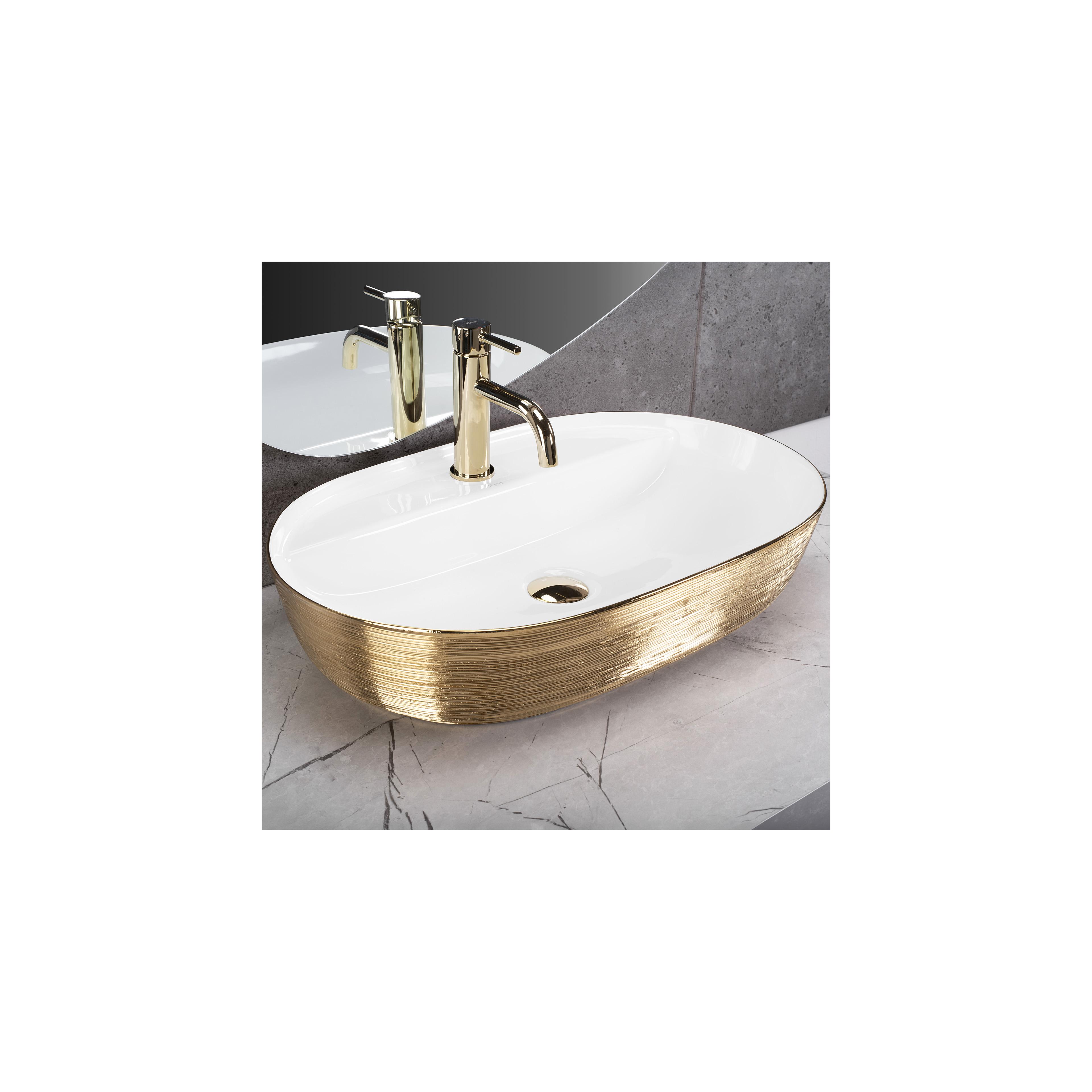 Lavabo da appoggio Rea Aura 61 White Gold Brush