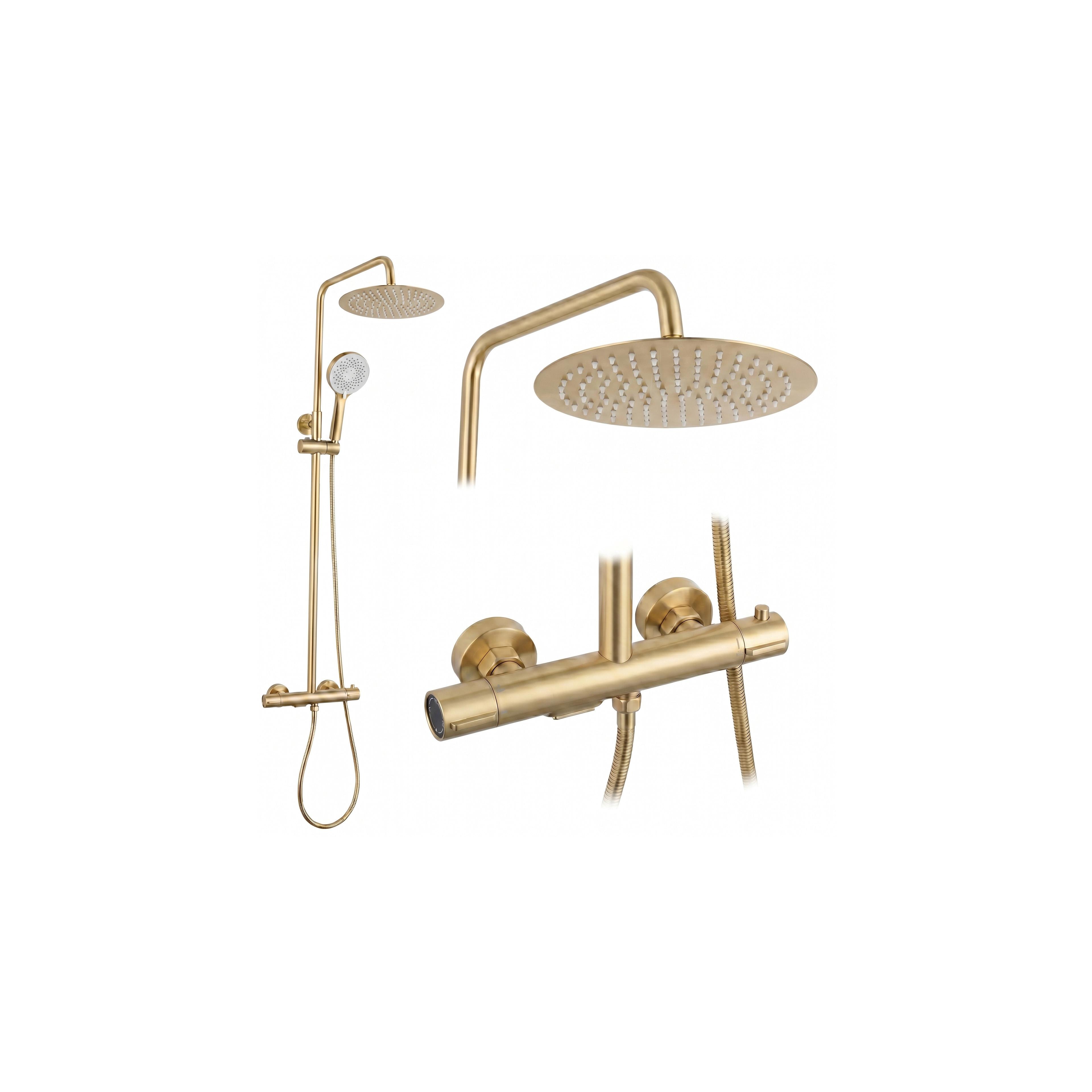 Thermostat Duschset Drop Brush Gold