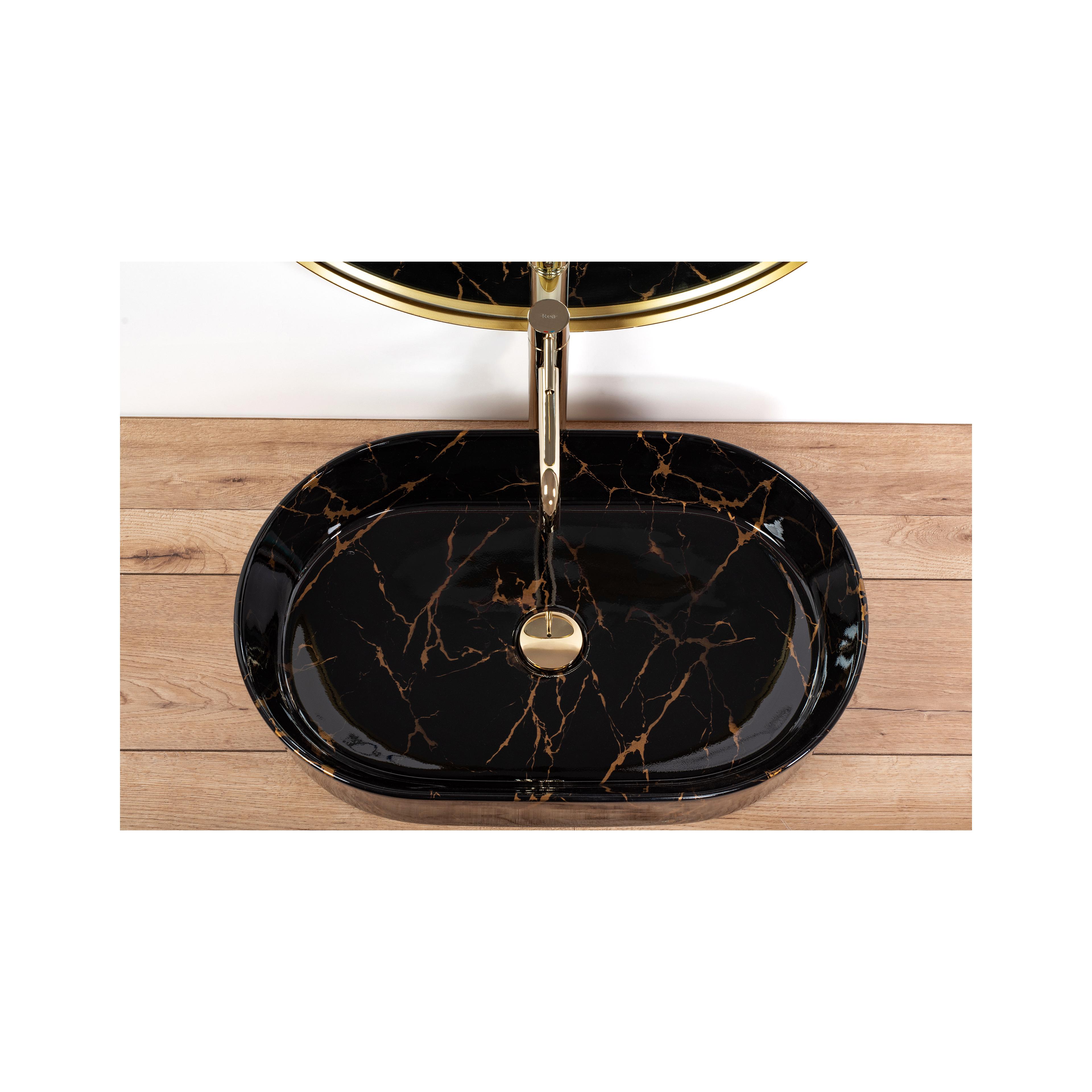 Aufsatzwaschbecken Rea Nadia Black Marble Shiny