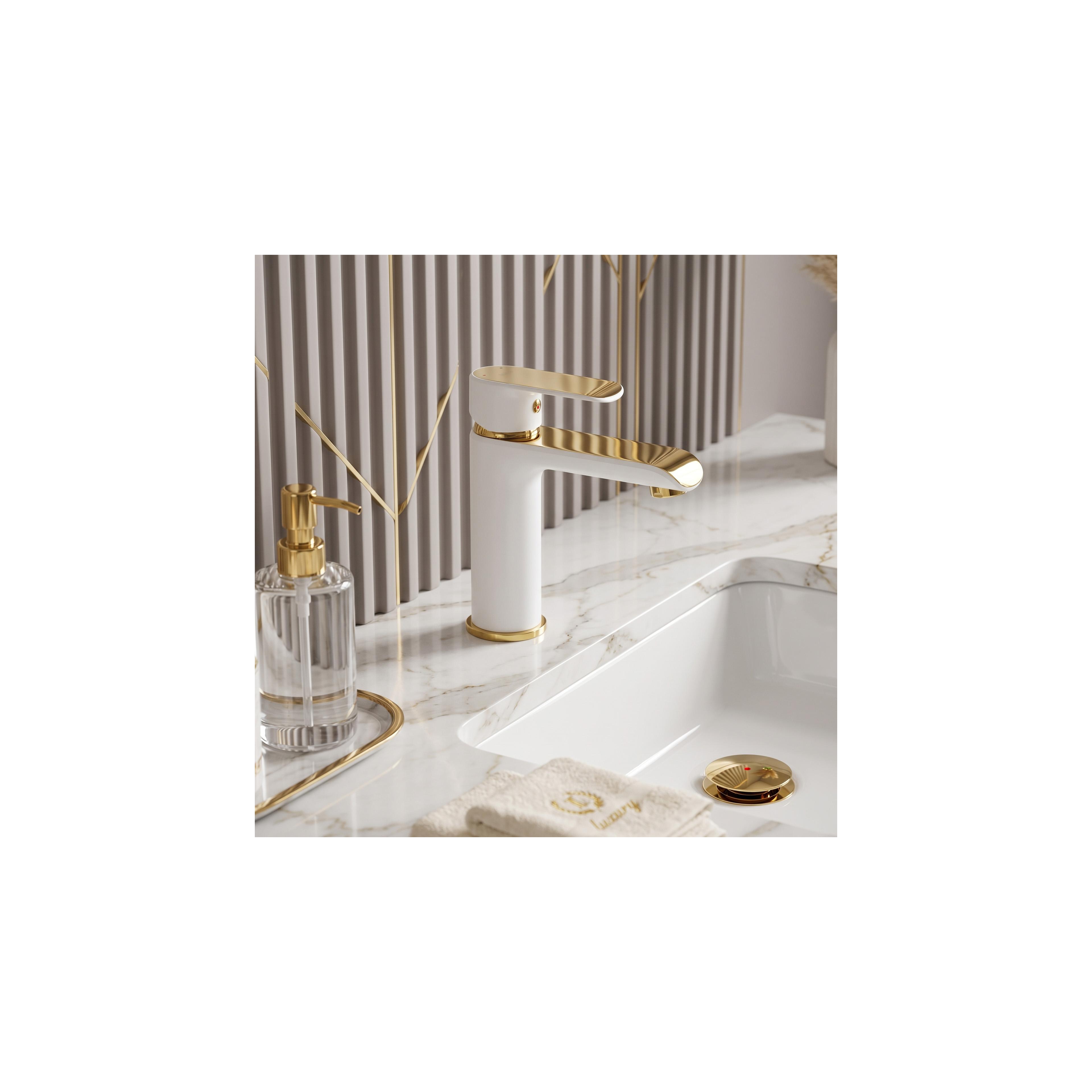 Waschbeckenarmatur REA Bloom White Gold Low