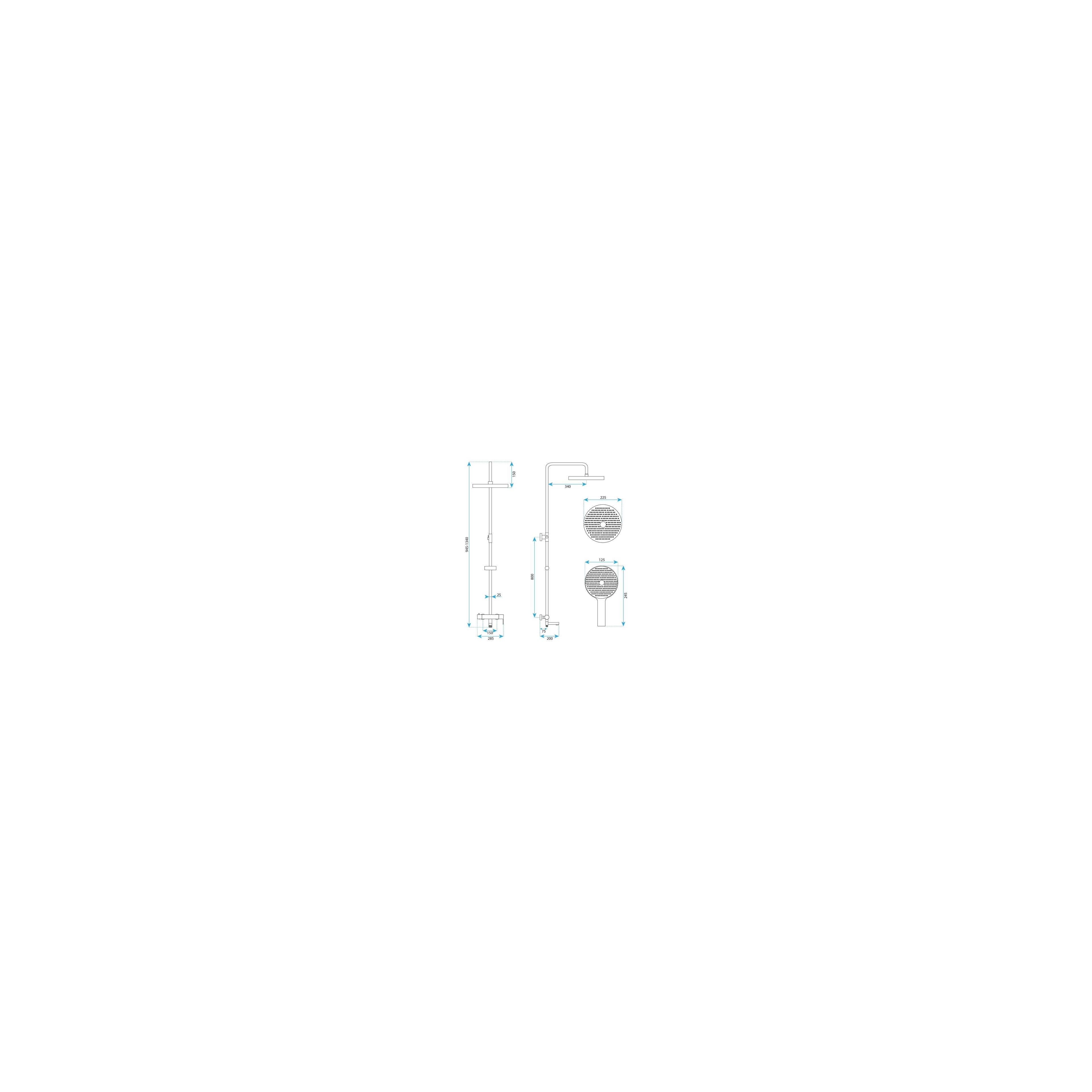 Shower Set Rea Arcos brush gold