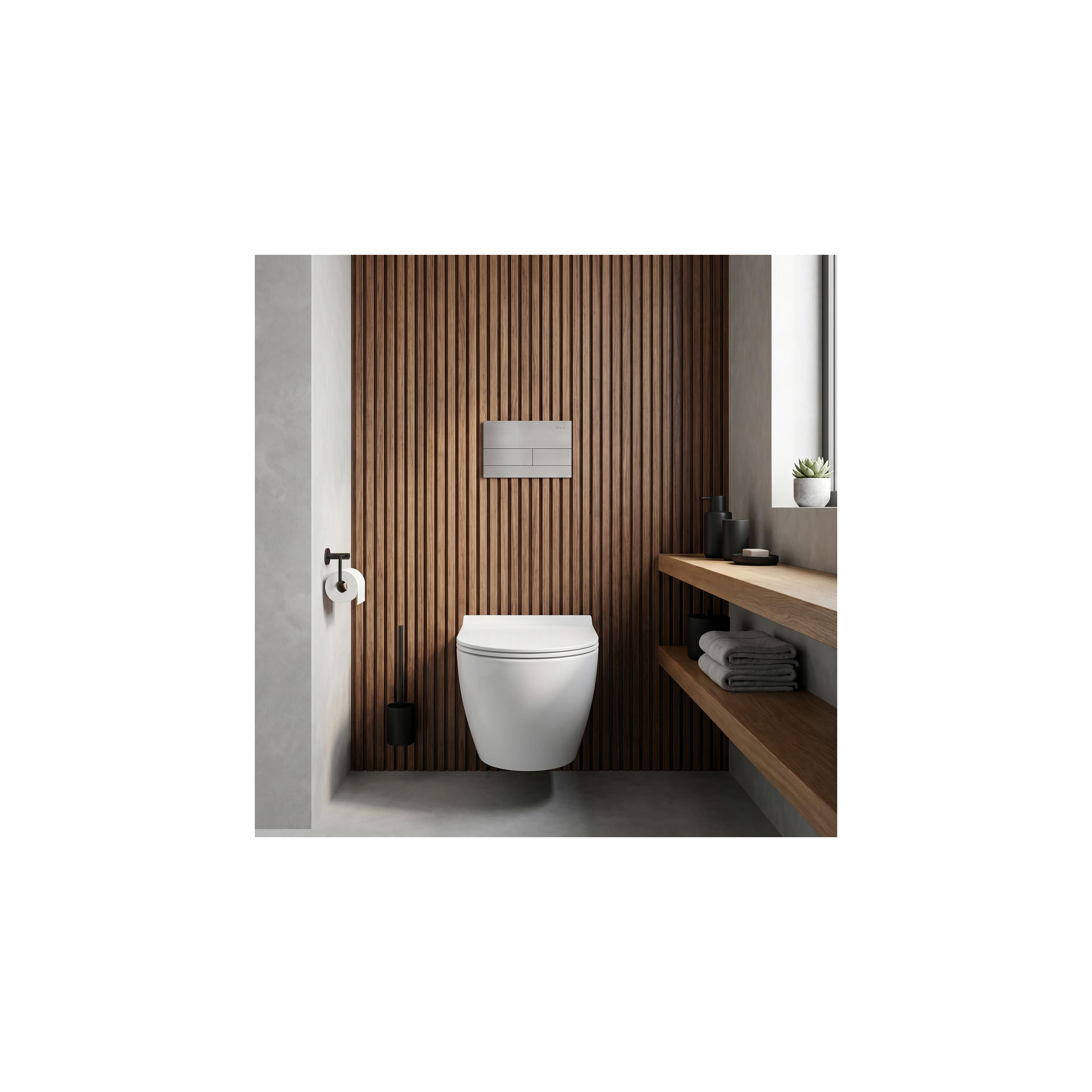 Montagerahmen Unterputz-Set Slim 024N für WC-Becken mit Drucktaste T Gebürsteter Stahl