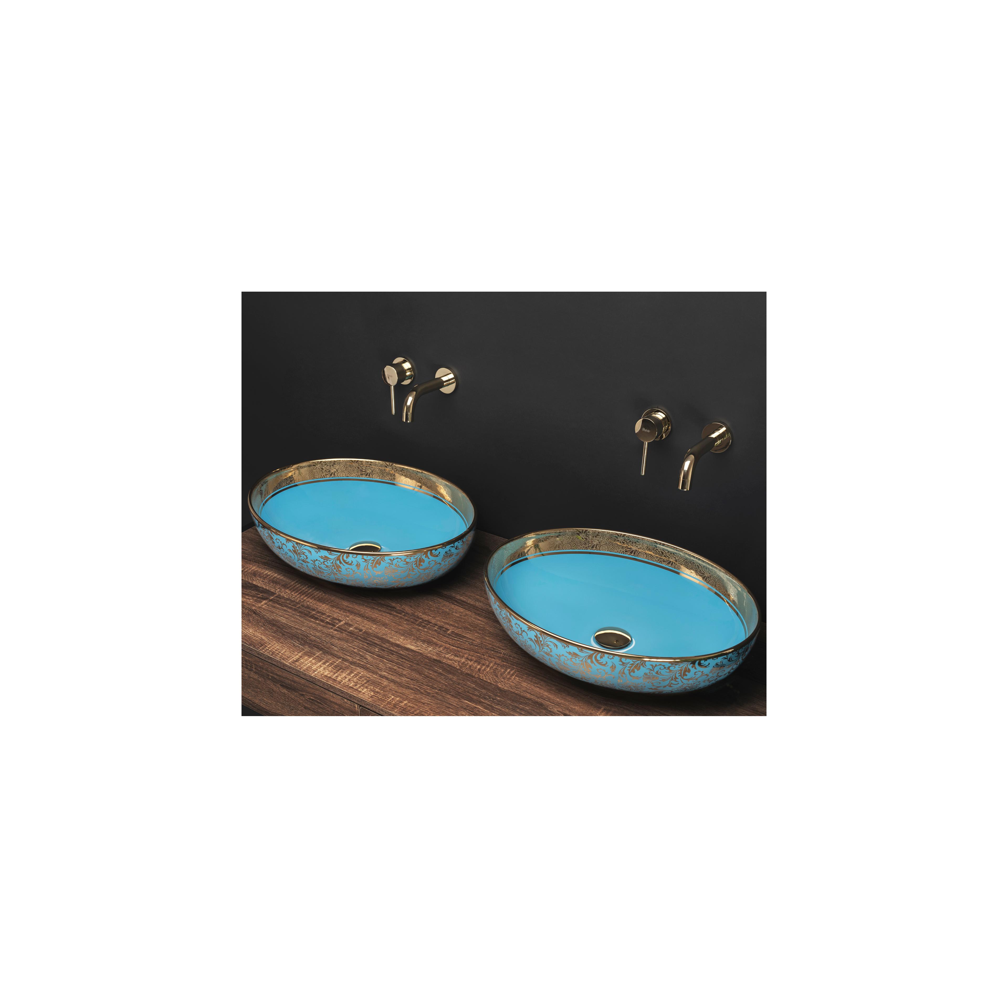 Aufsatzwaschbecken Margot gold/light blue