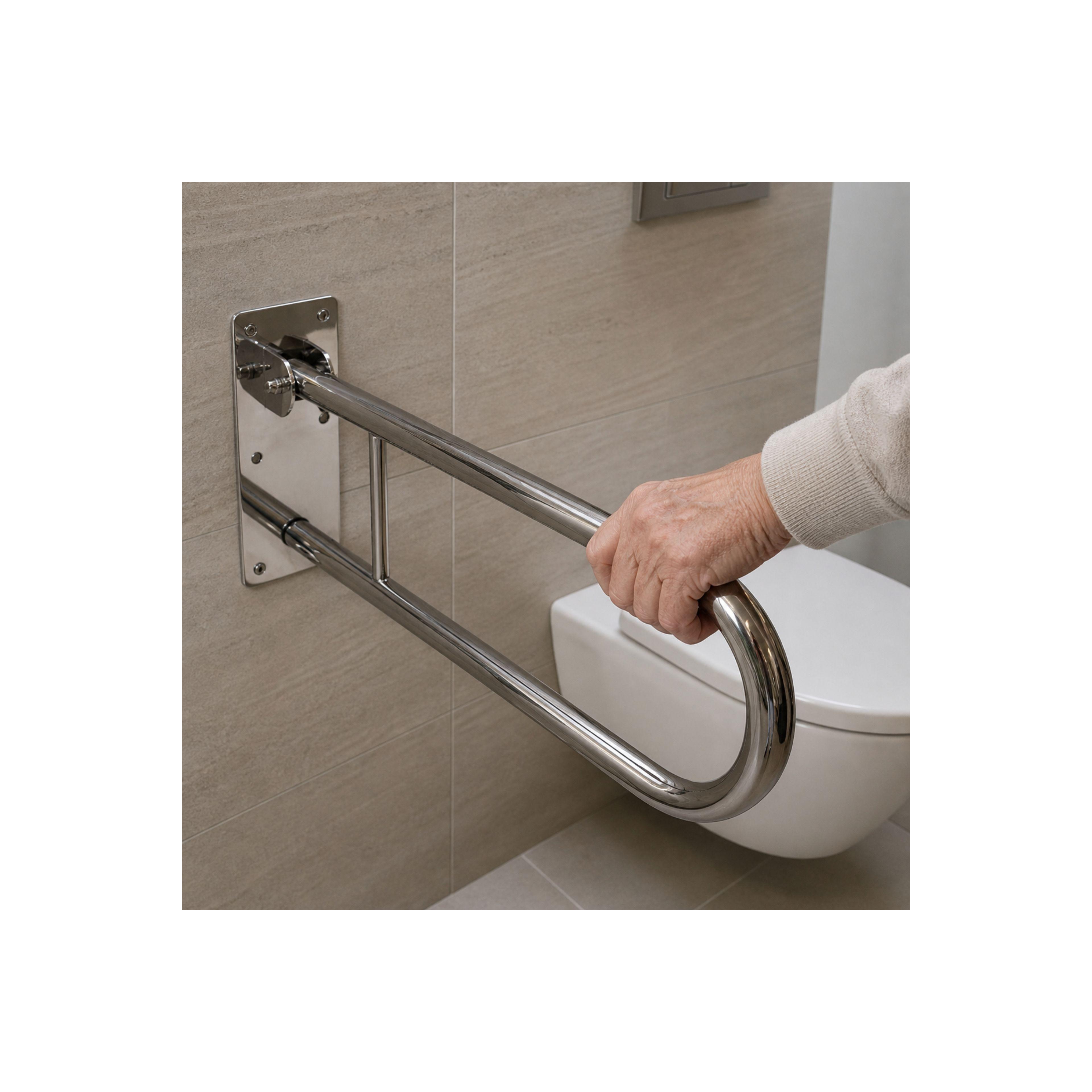 Folding bathroom grab bar Chrome