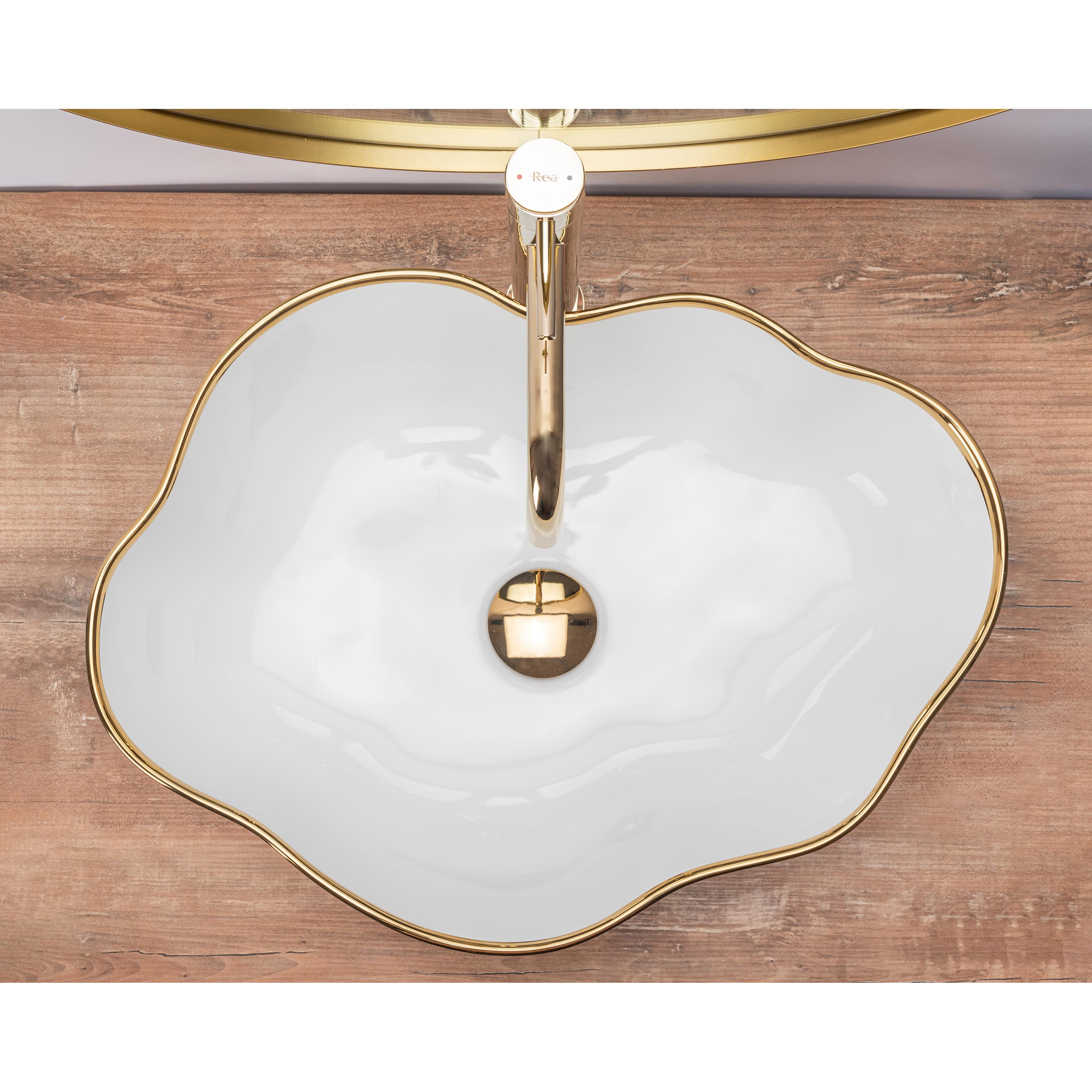 Countertop washbasin Rea Pearl Gold Edge