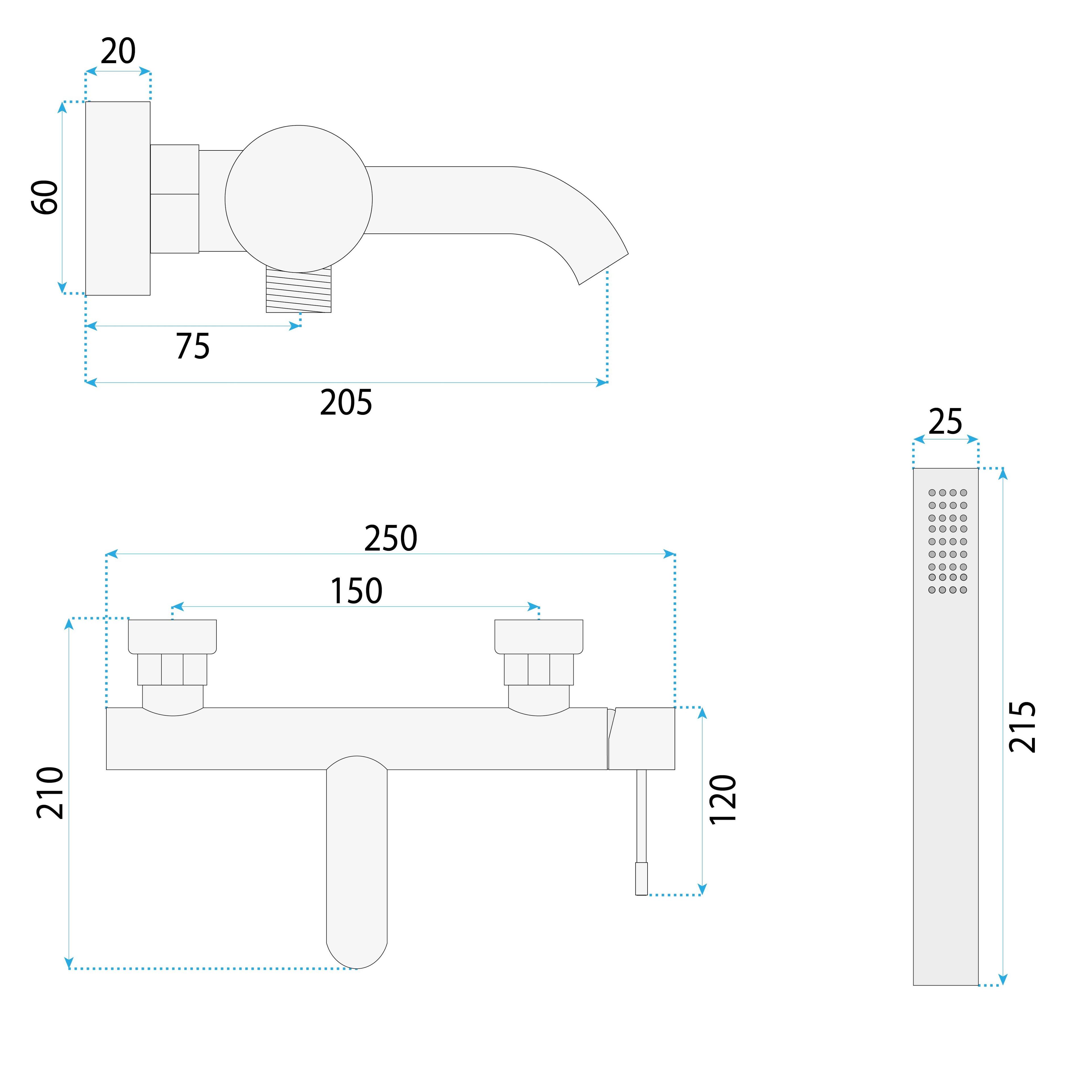 Bathroom faucet Rea Lungo Diamond Copper