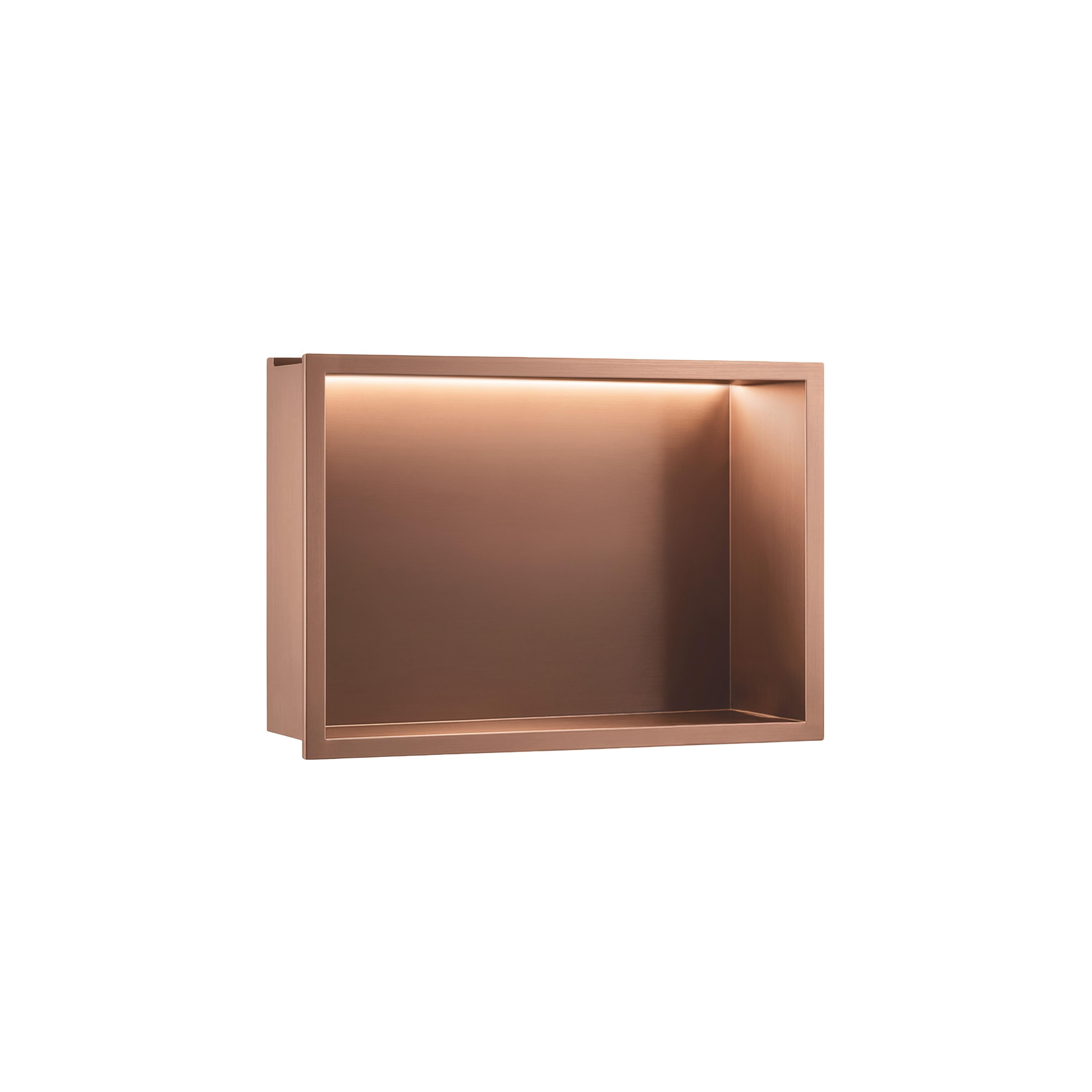 WANDEINBAU-BADEZIMMERREGAL LED 30x45 brush copper