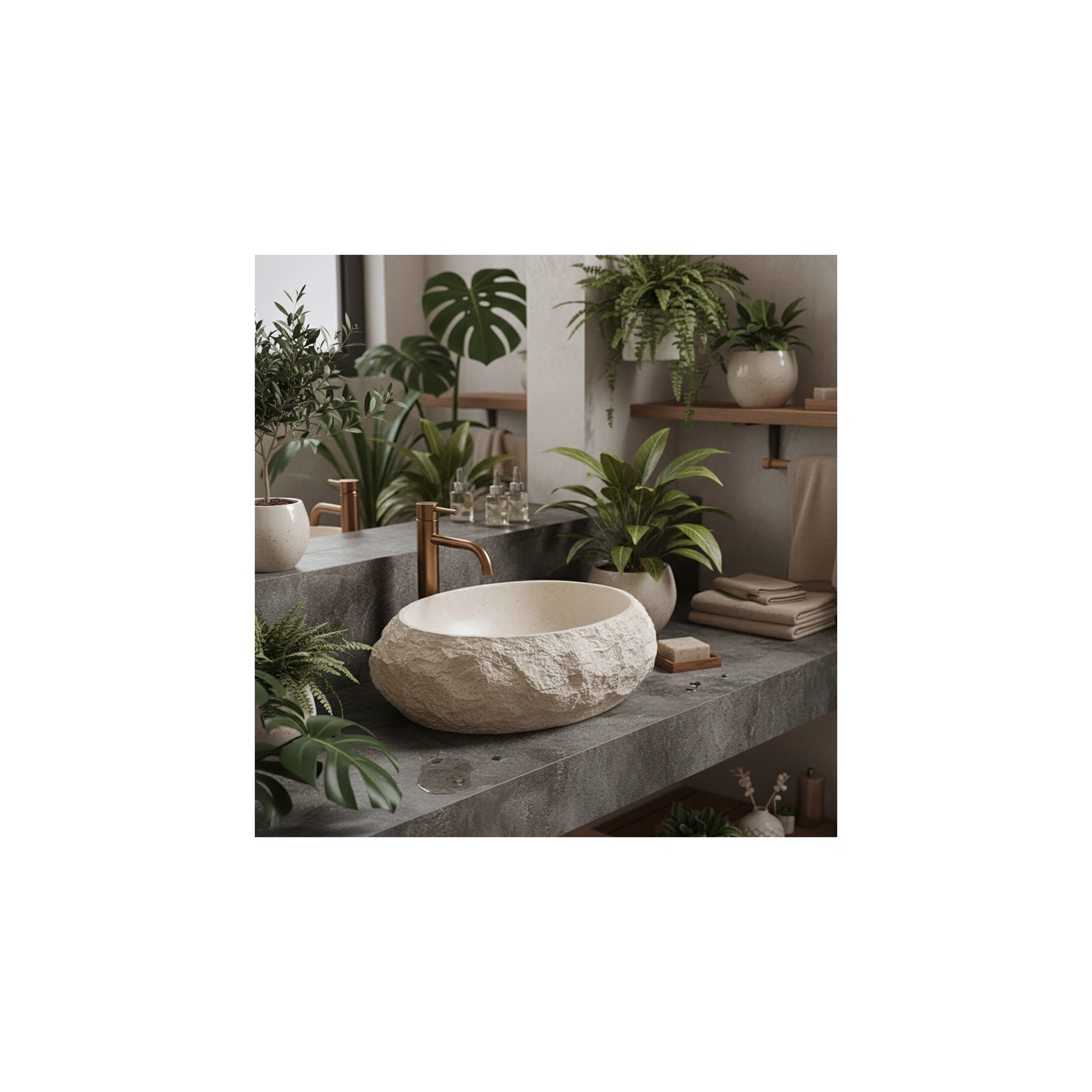 Aufsatzwaschbecken Rea Mika Warm Beige