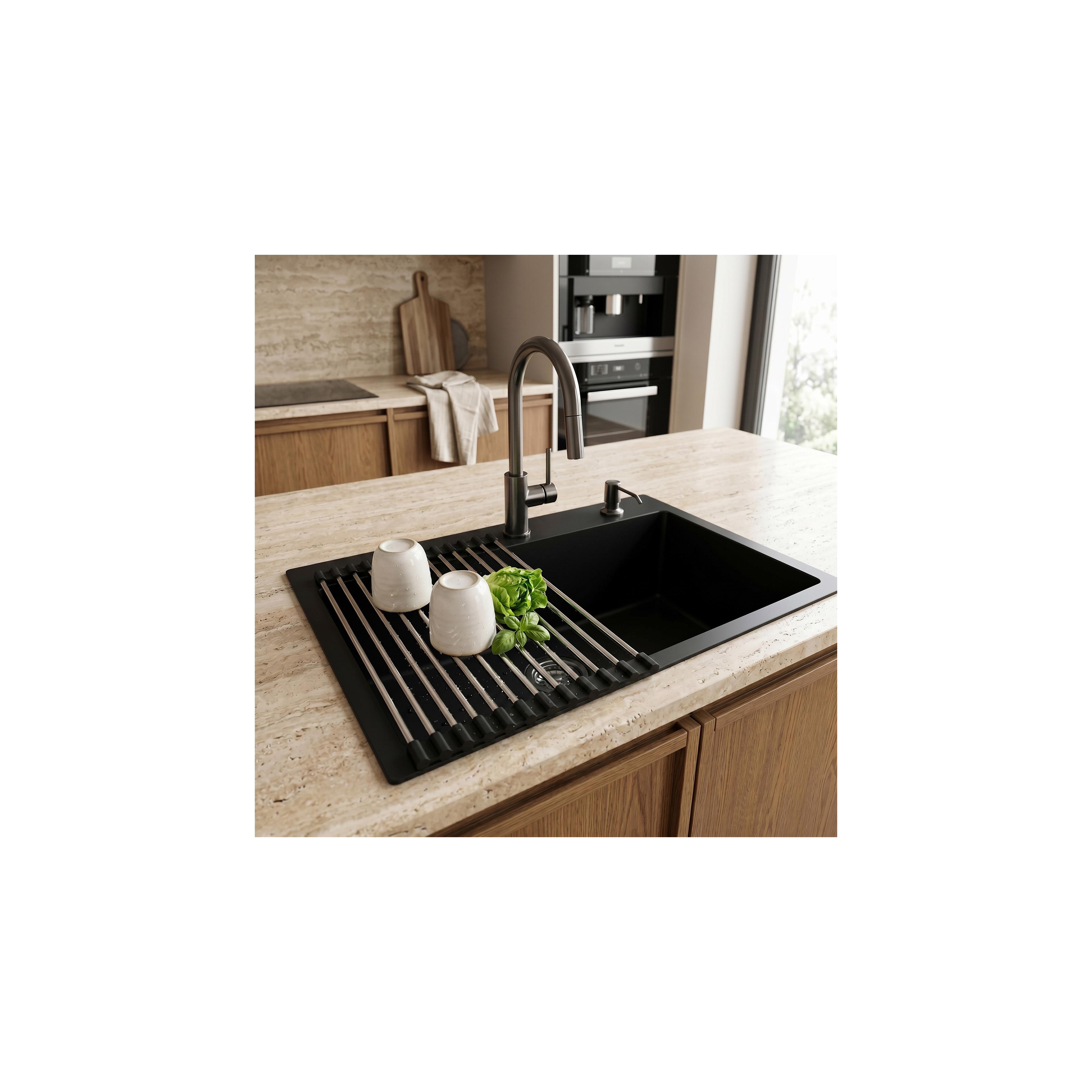 Roll-up dish drying rack for sink REA P12298 Black