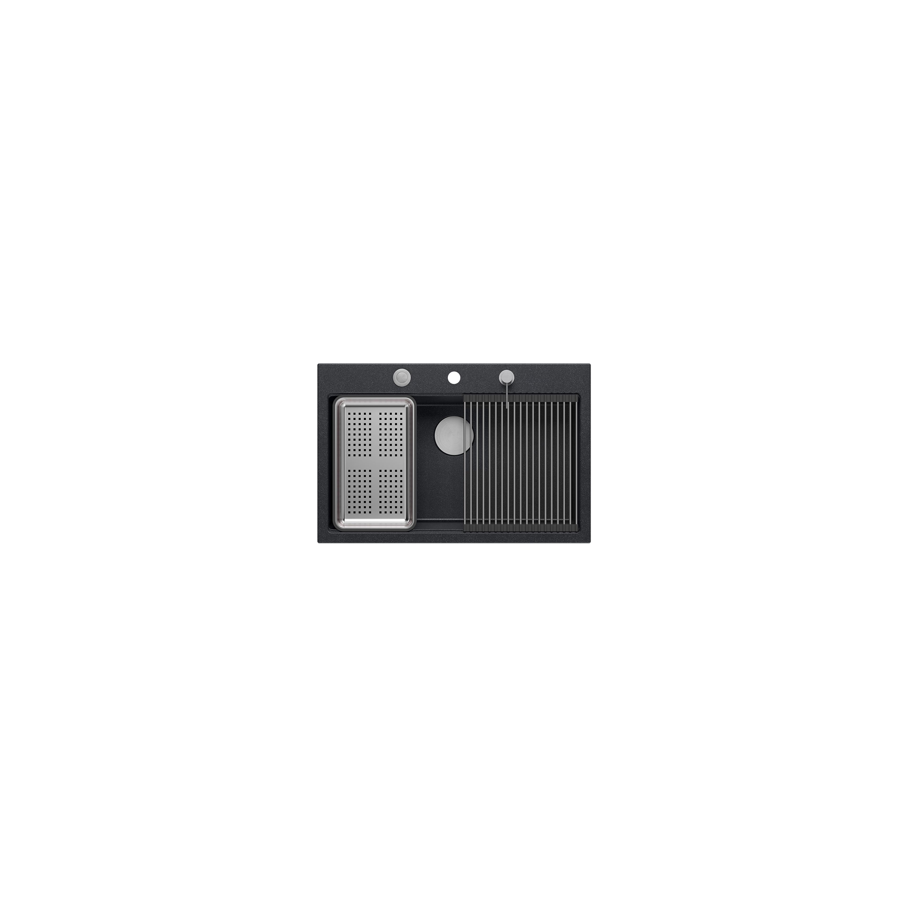Granitspülbecken MARC 110 WORKSTATION Black Metallic