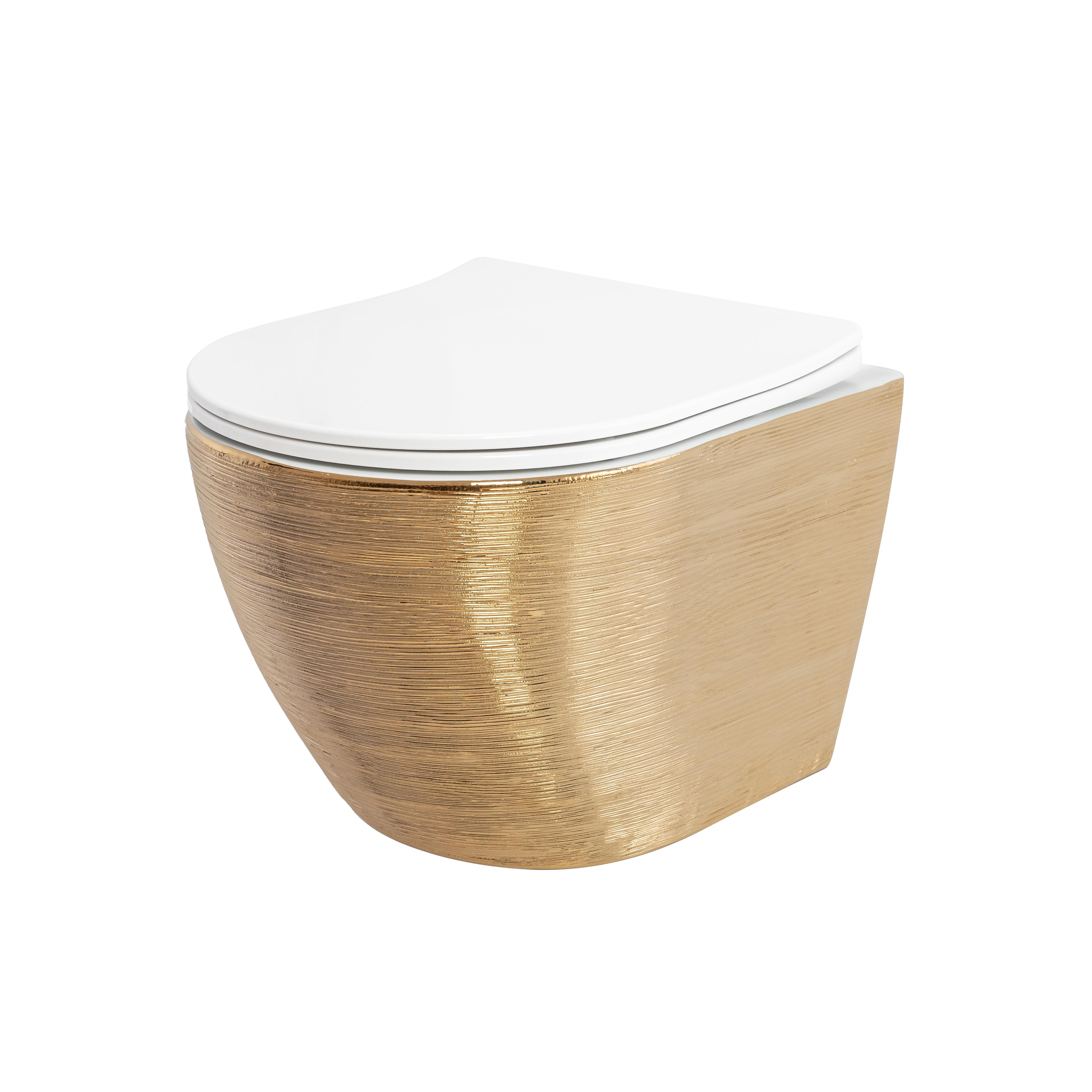 Klozetas pakabinamas Rea Carlo Flat Brush Gold