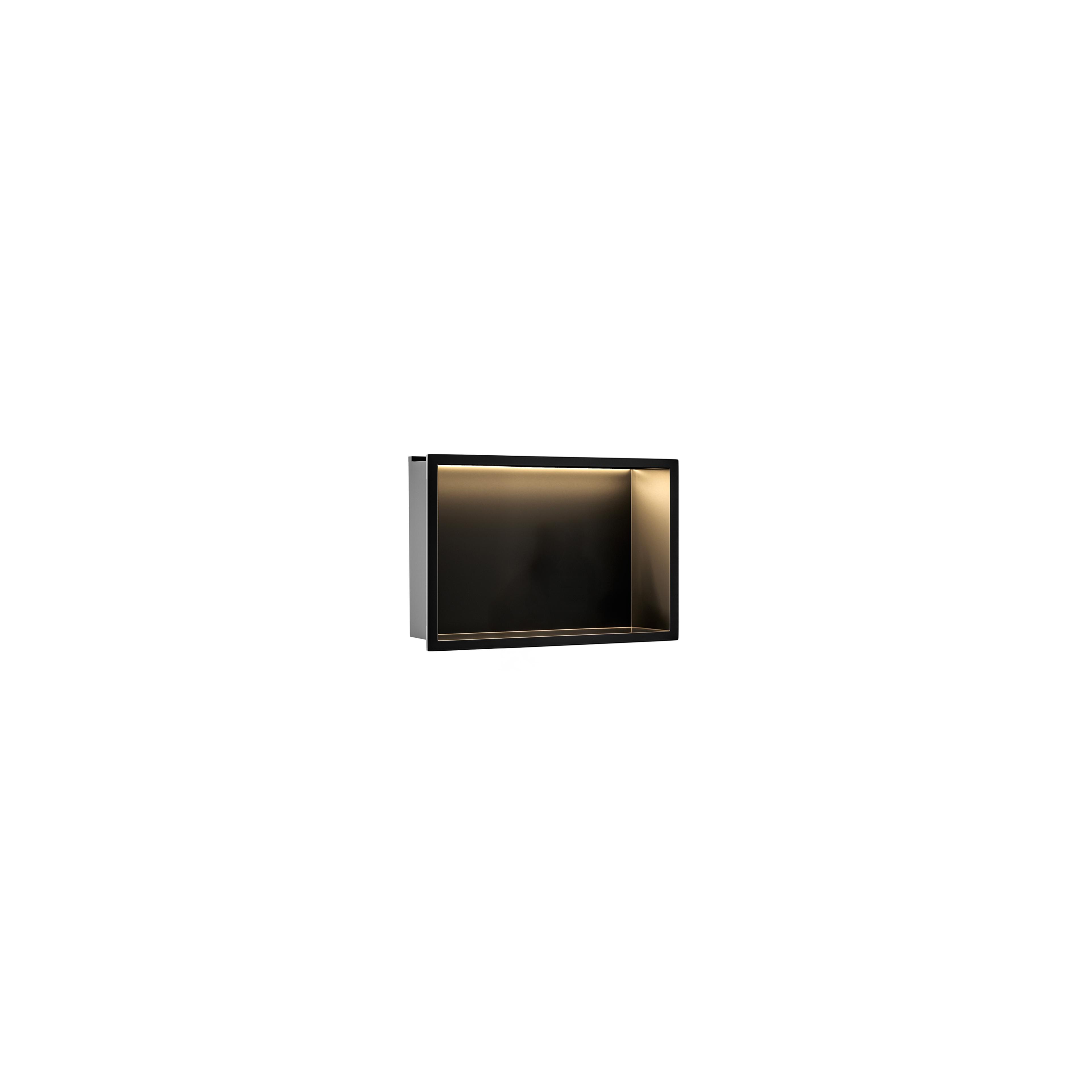 WANDEINBAU-BADEZIMMERREGAL LED 30x45 black