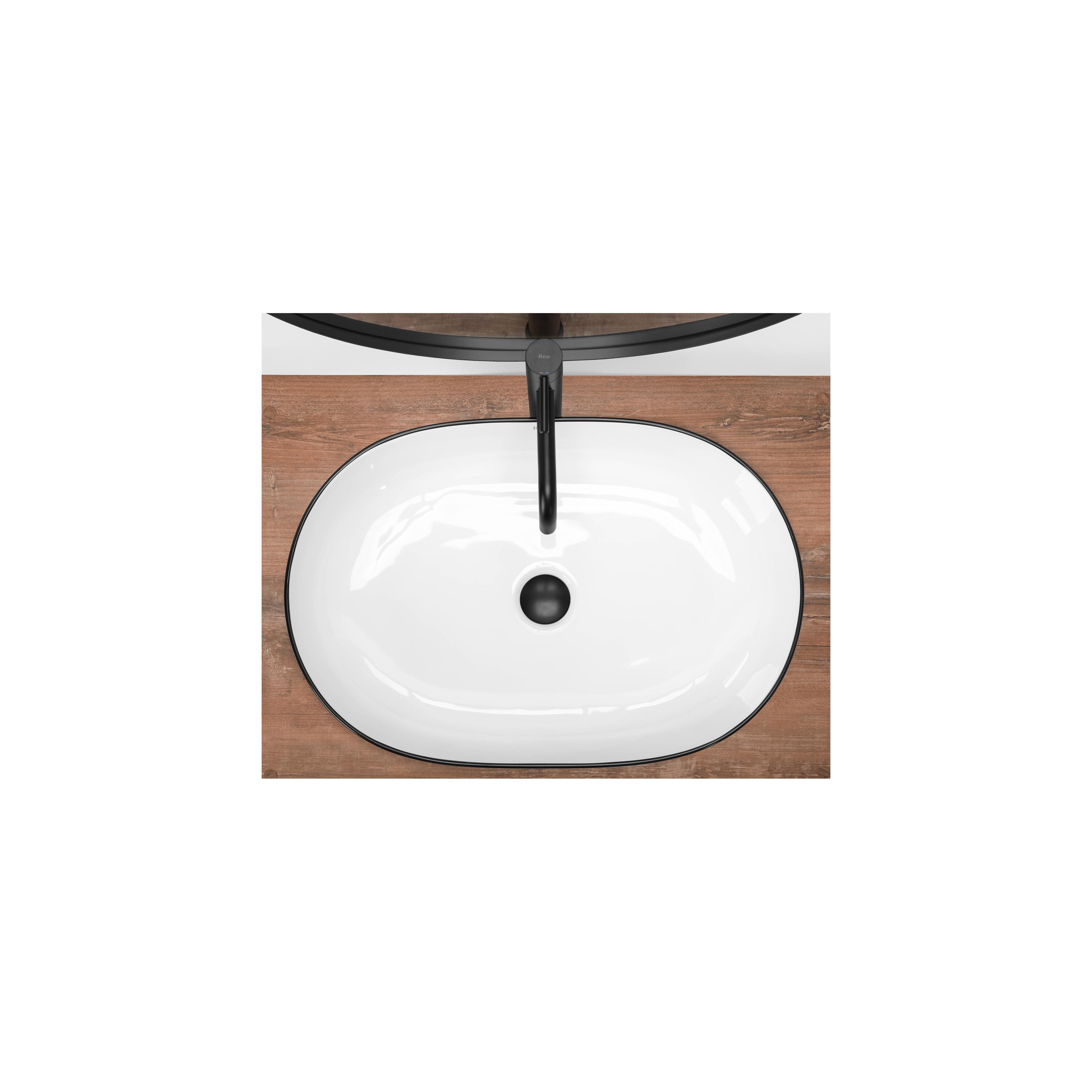 Aufsatzwaschbecken Rea CLEO white Black edge