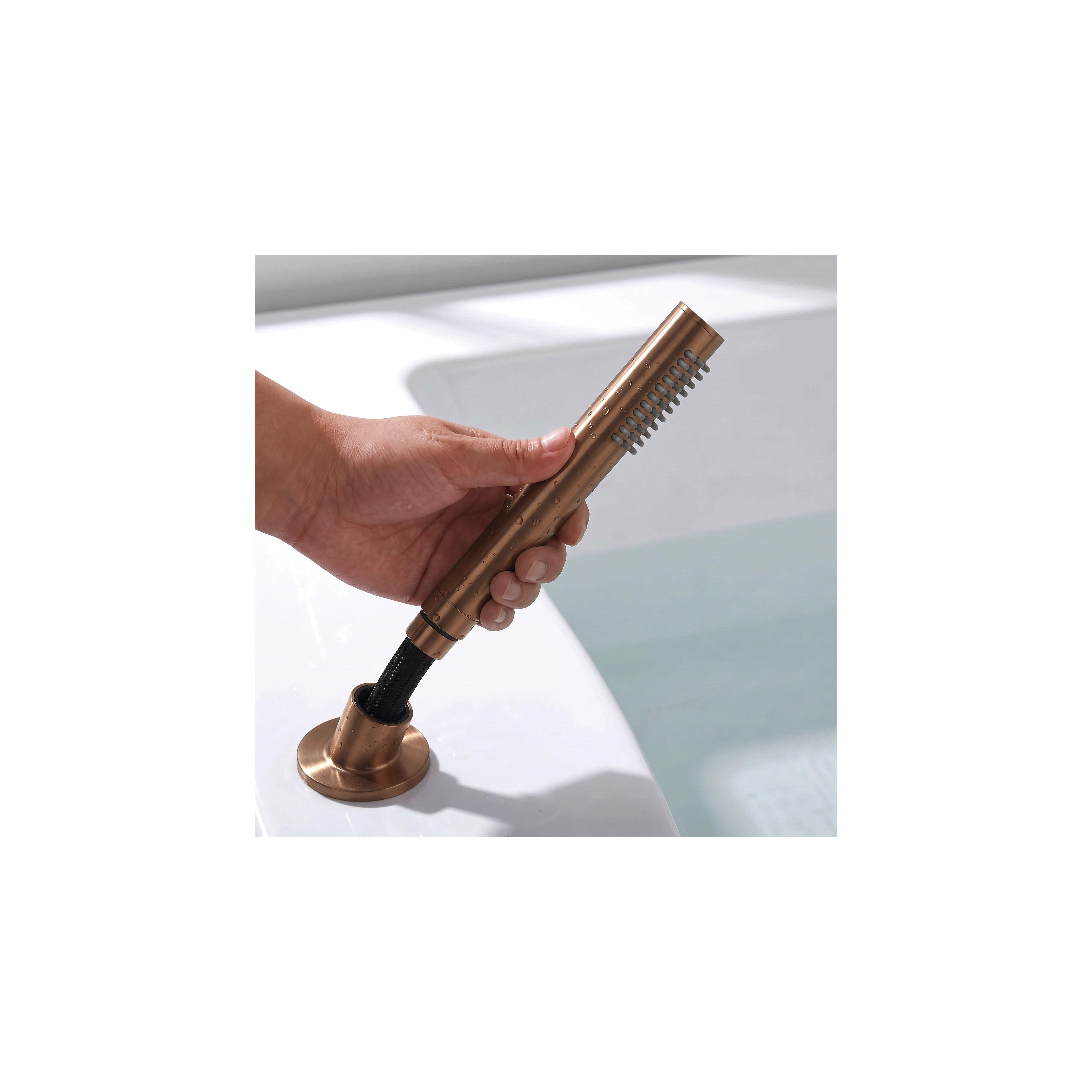 3-Hole Bathtub Faucet Rea Lungo Brush Copper